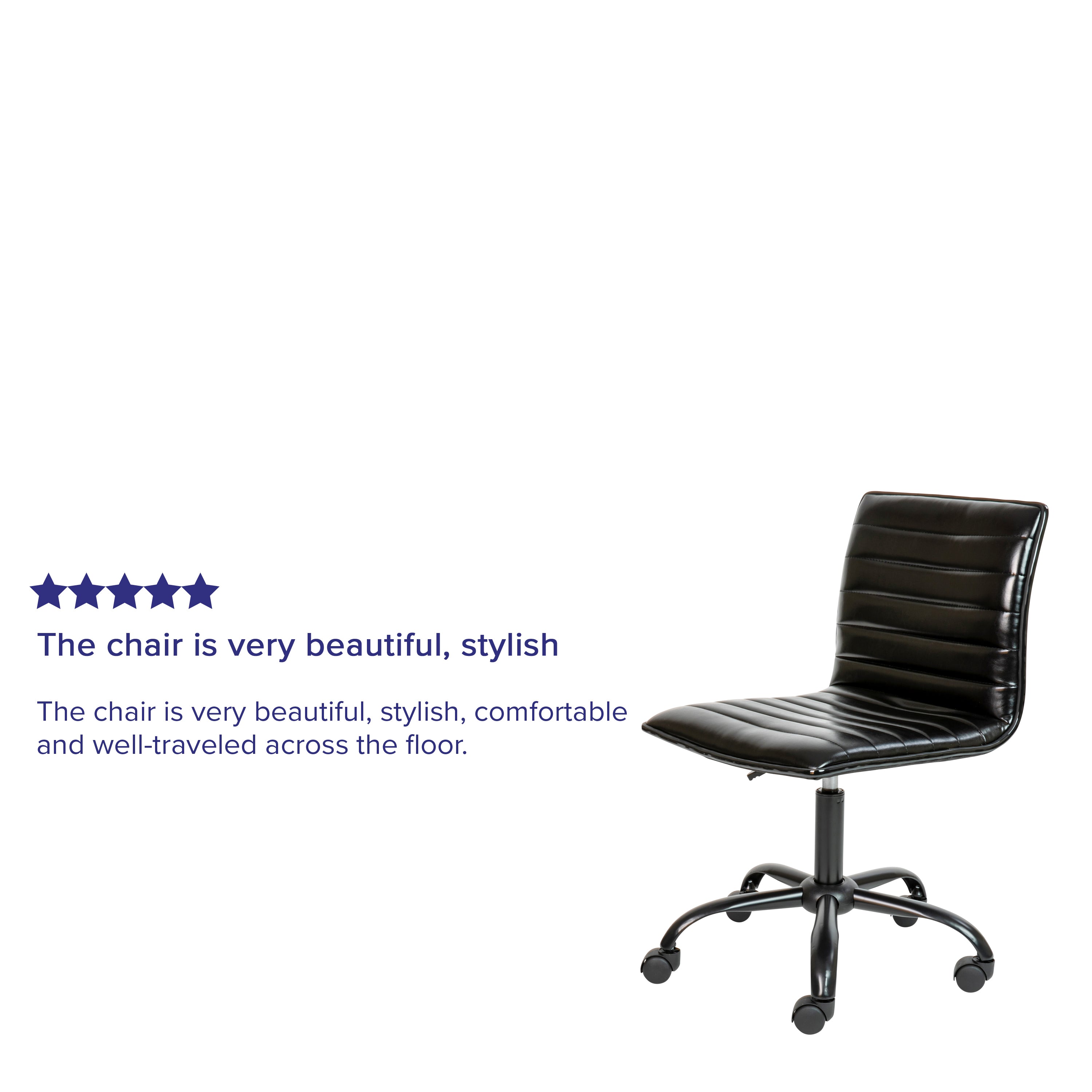 Low Back Designer Armless Ribbed Swivel Task Office Chair