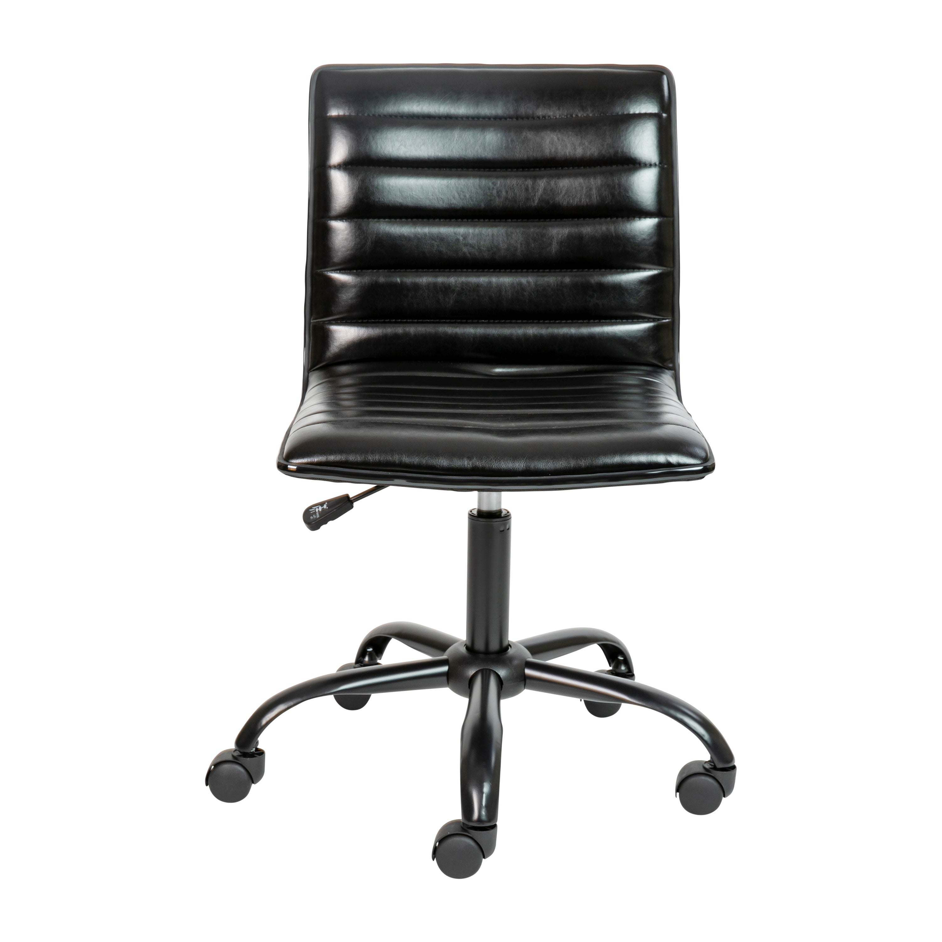 Low Back Designer Armless Ribbed Swivel Task Office Chair