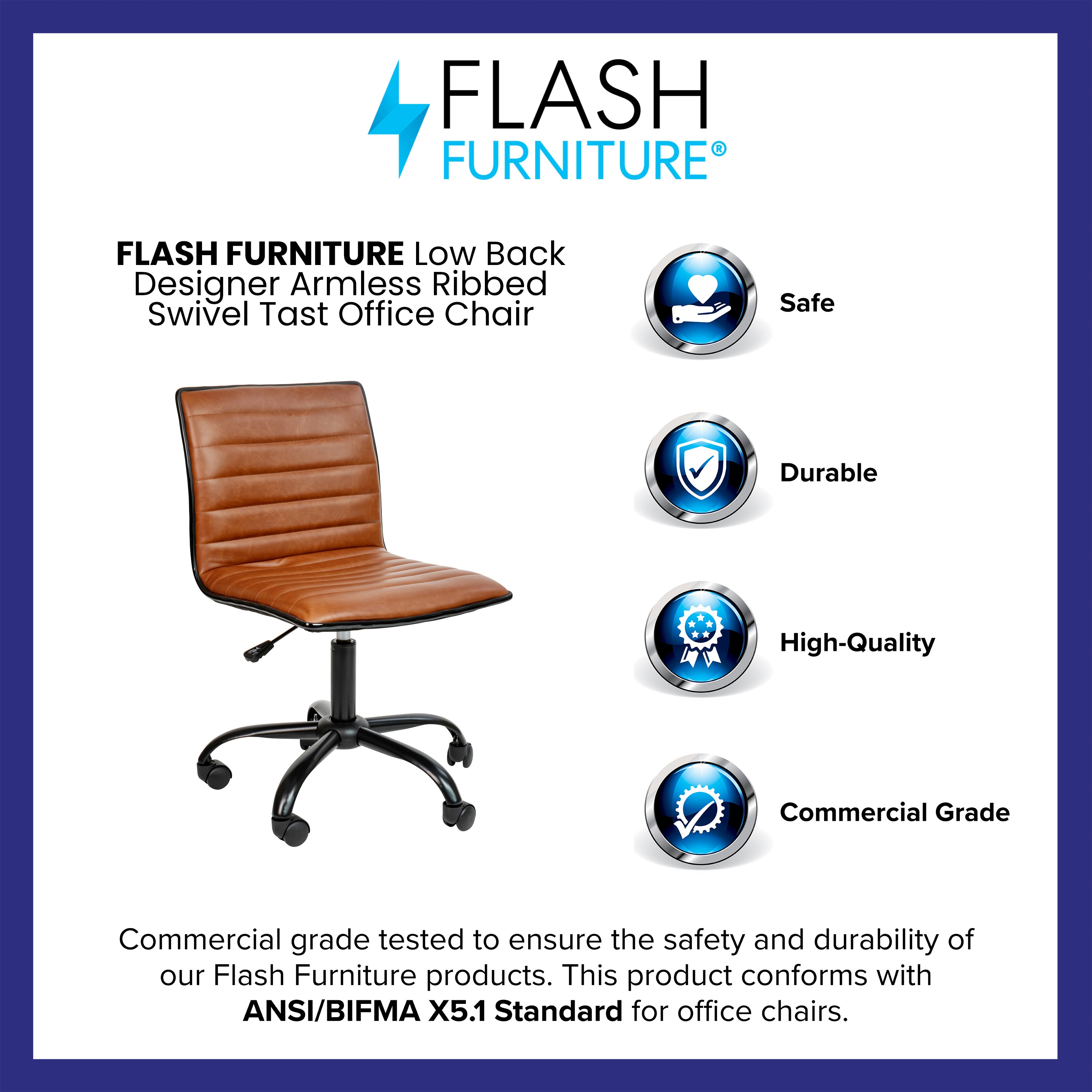 Low Back Designer Armless Ribbed Swivel Task Office Chair