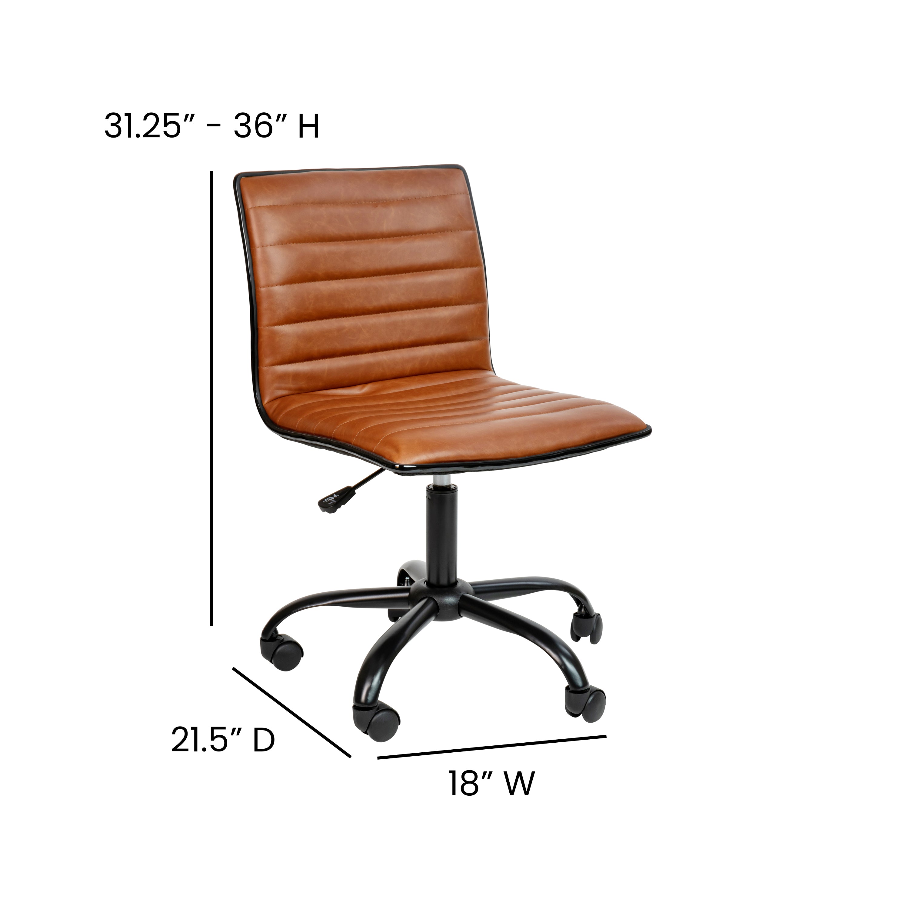 Low Back Designer Armless Ribbed Swivel Task Office Chair