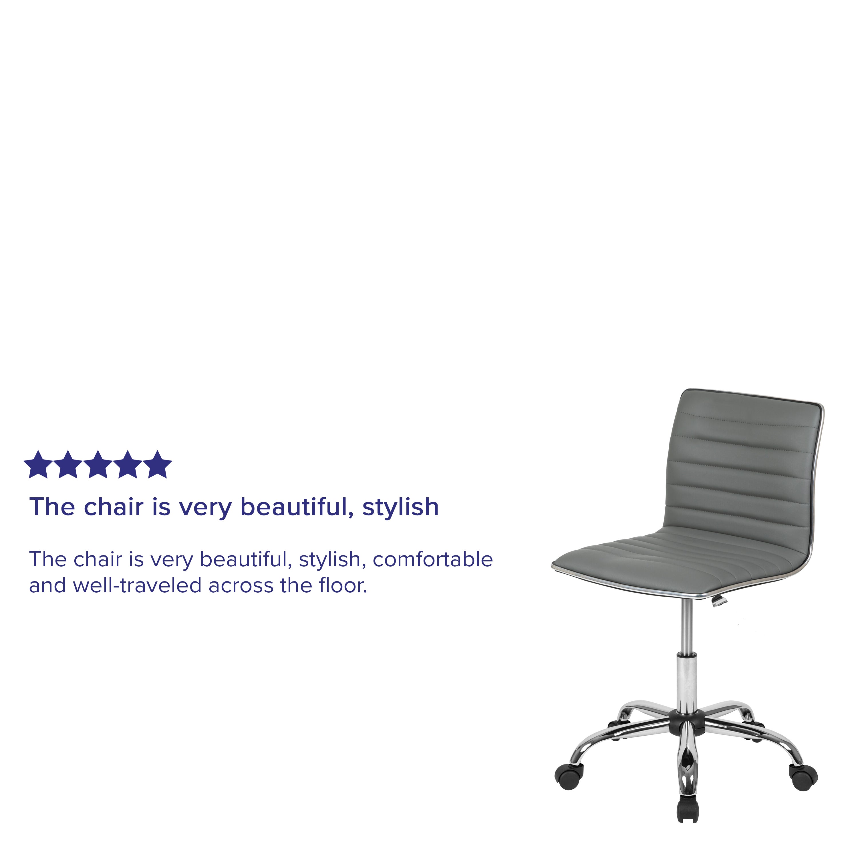 Low Back Designer Armless Ribbed Swivel Task Office Chair