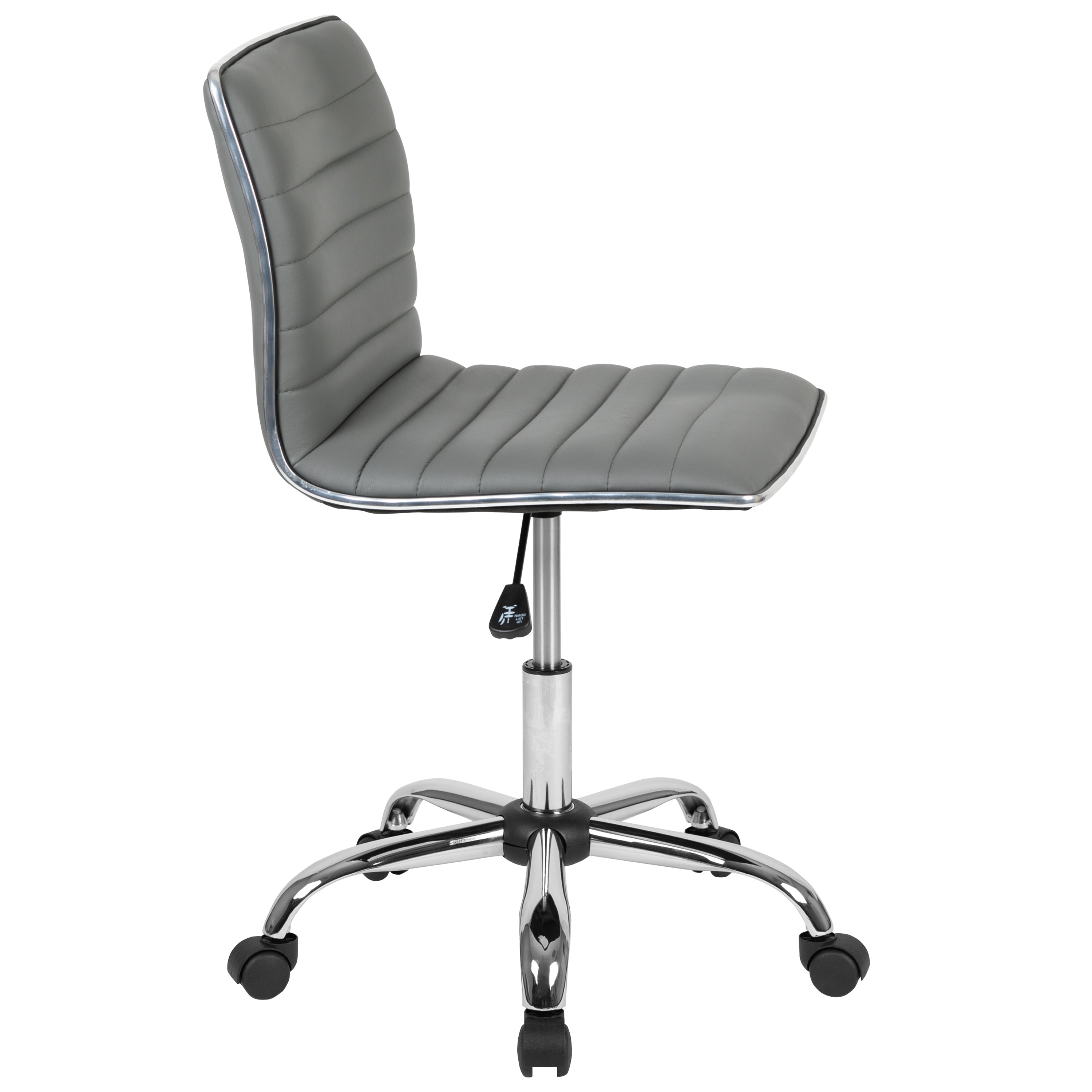 Low Back Designer Armless Ribbed Swivel Task Office Chair