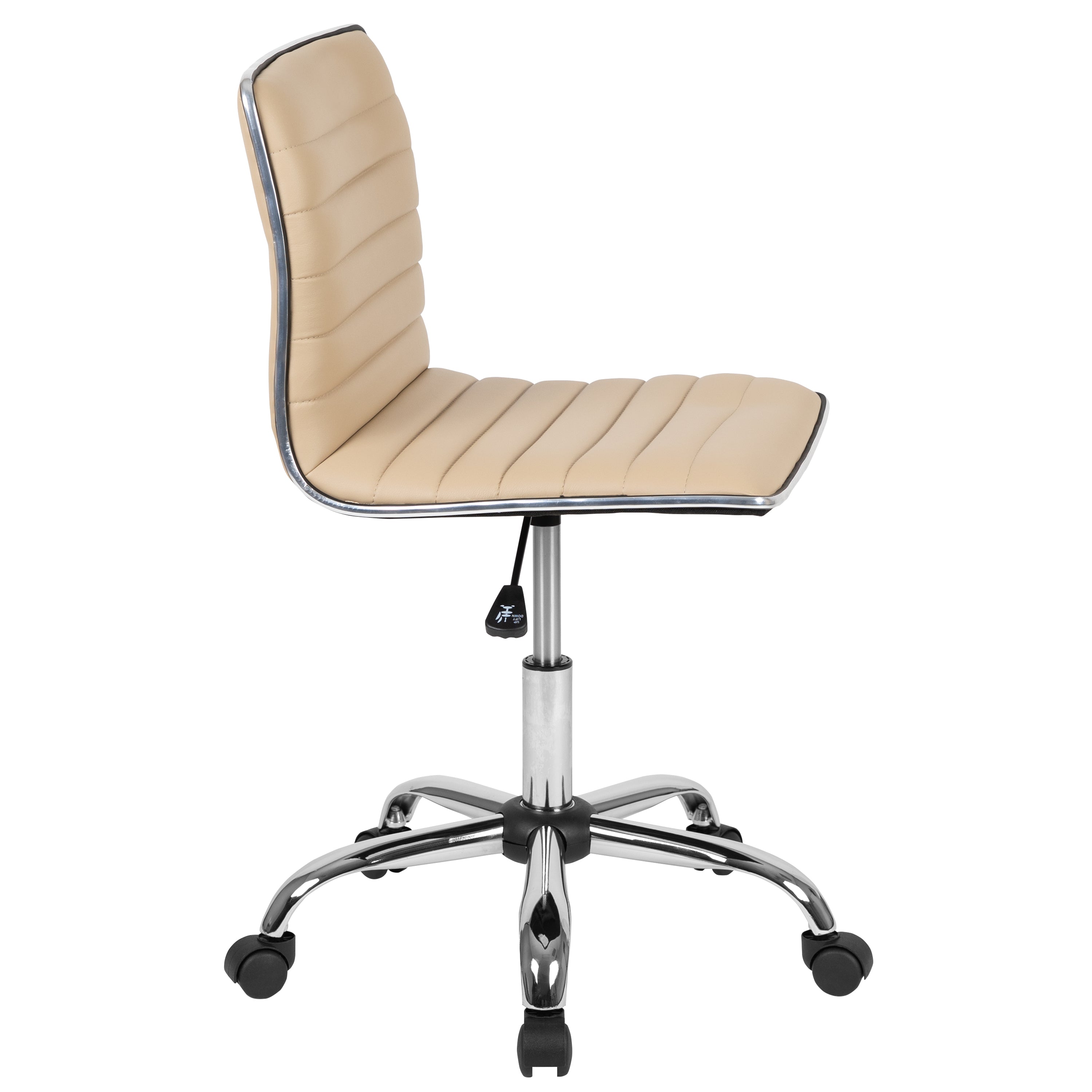 Low Back Designer Armless Ribbed Swivel Task Office Chair