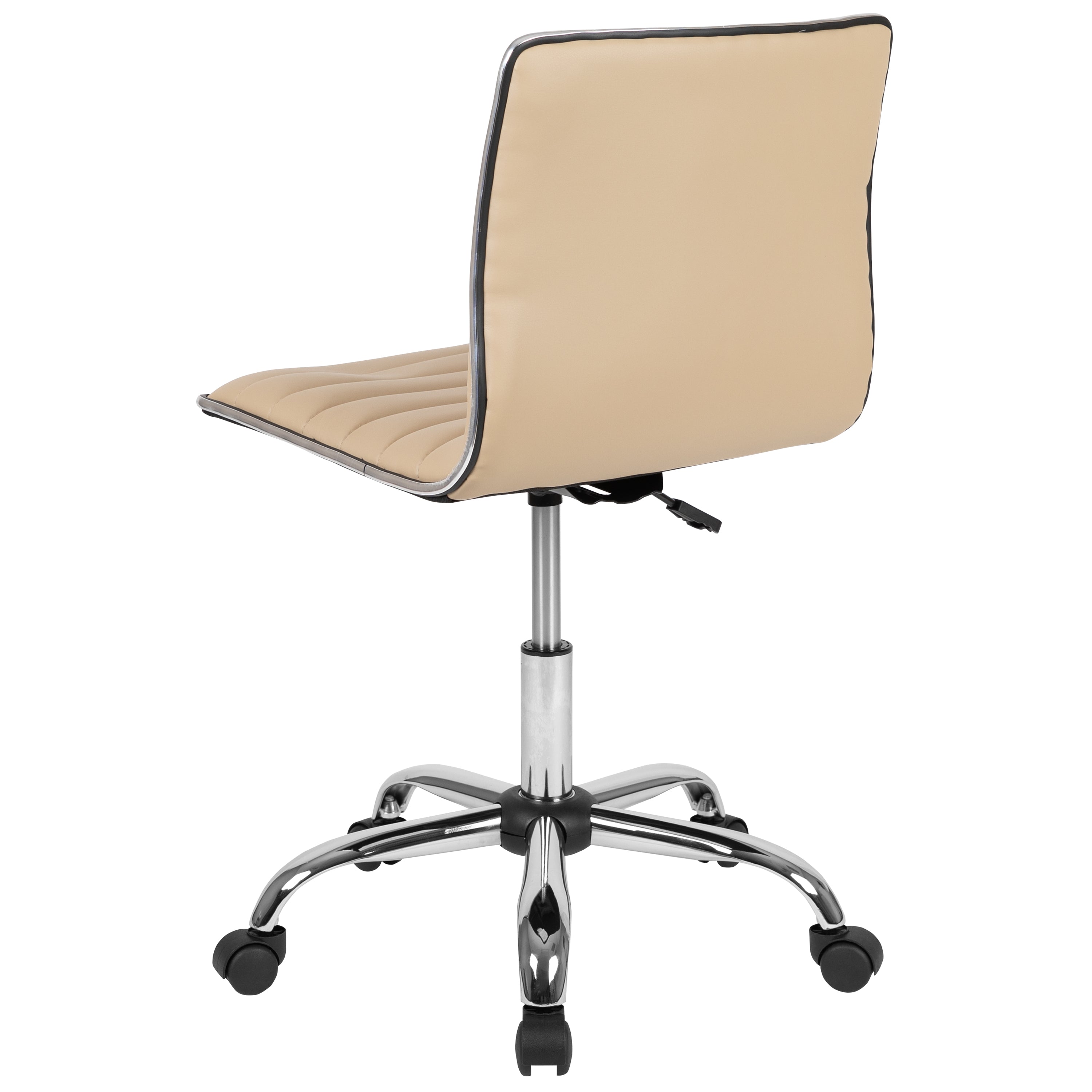 Low Back Designer Armless Ribbed Swivel Task Office Chair