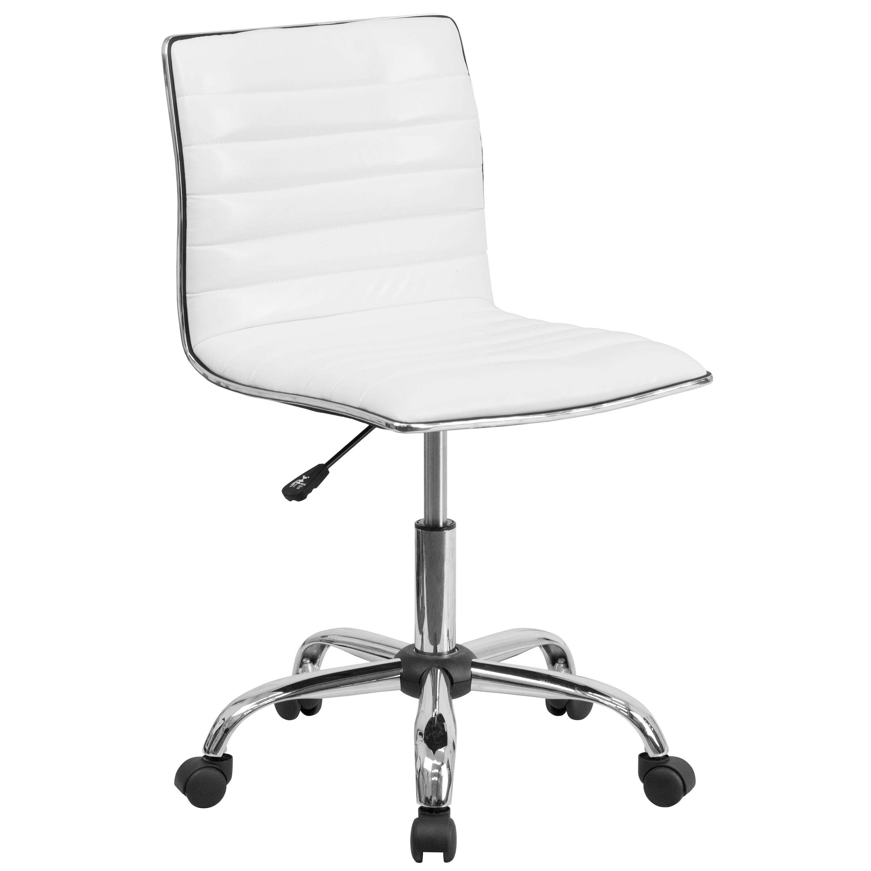 Low Back Designer Armless Ribbed Swivel Task Office Chair