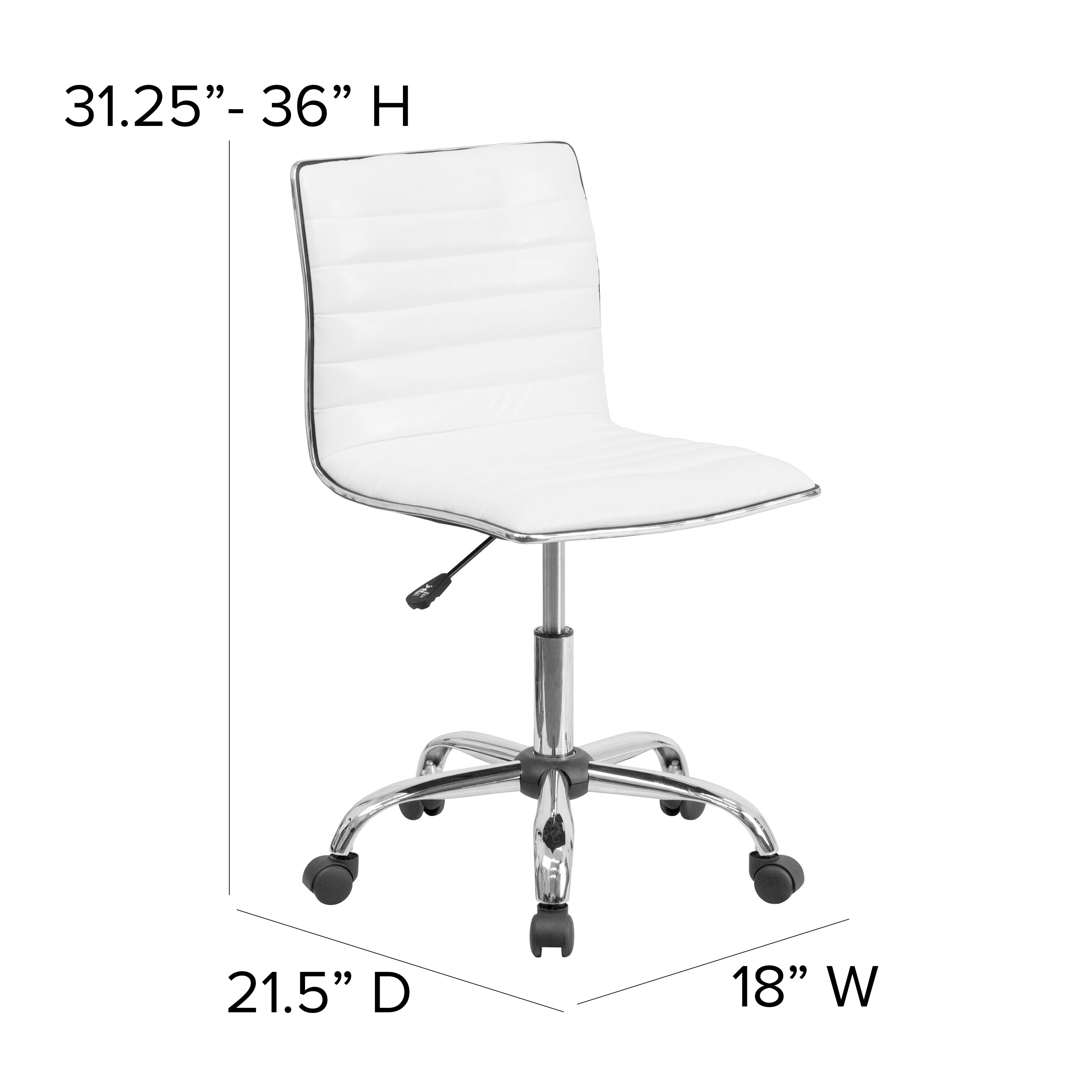 Low Back Designer Armless Ribbed Swivel Task Office Chair
