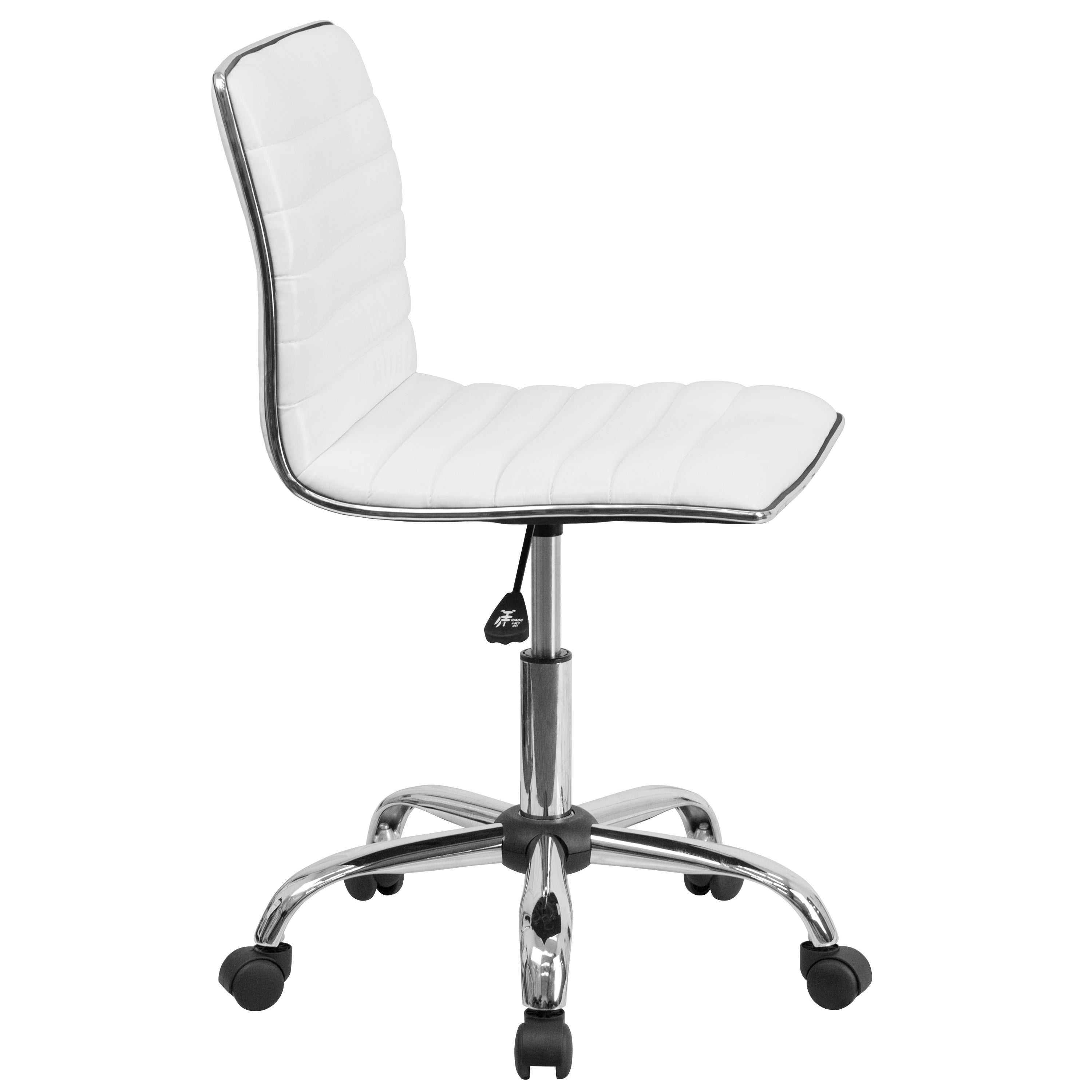 Low Back Designer Armless Ribbed Swivel Task Office Chair