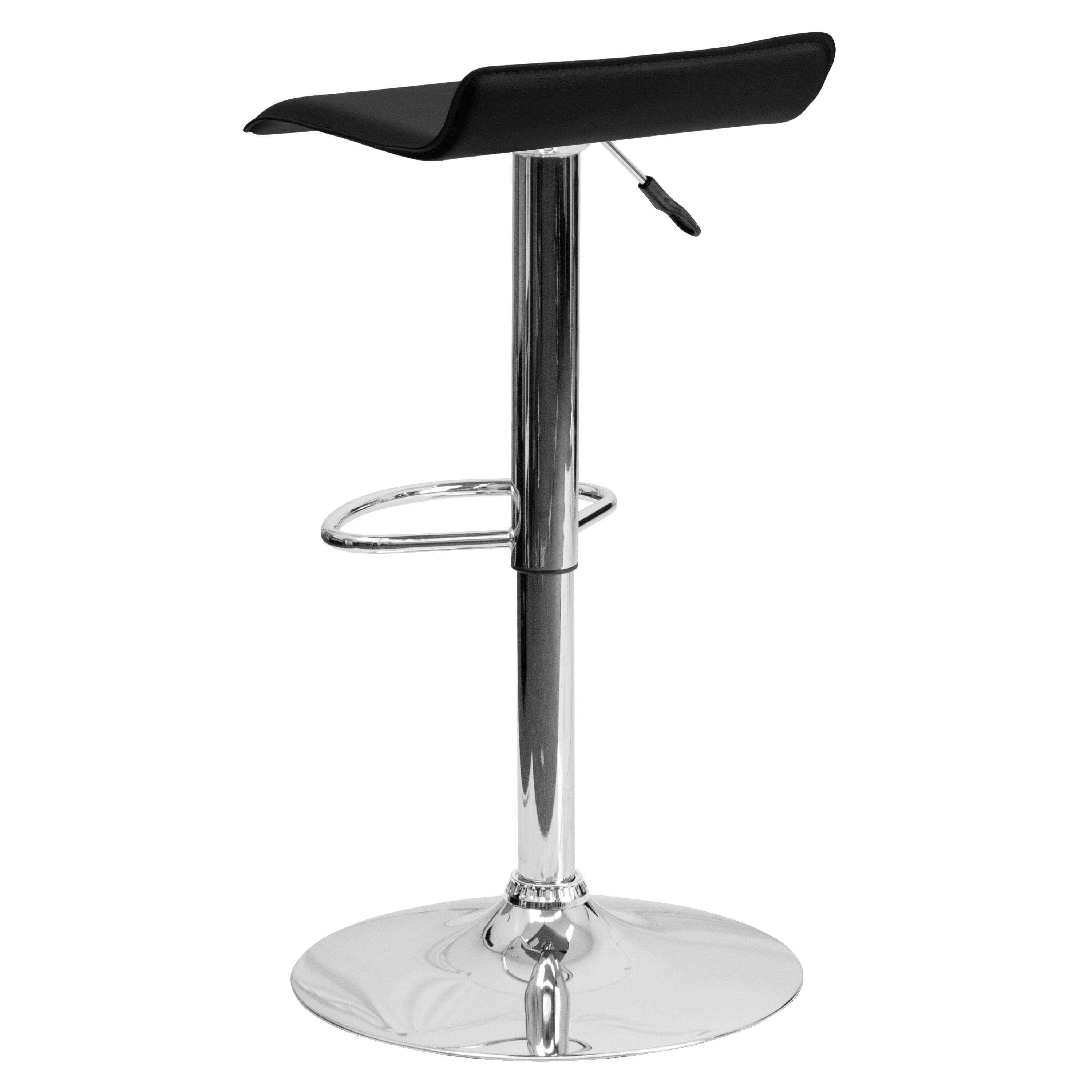 Contemporary Vinyl Adjustable Height Barstool with Solid Wave Seat and Chrome Base