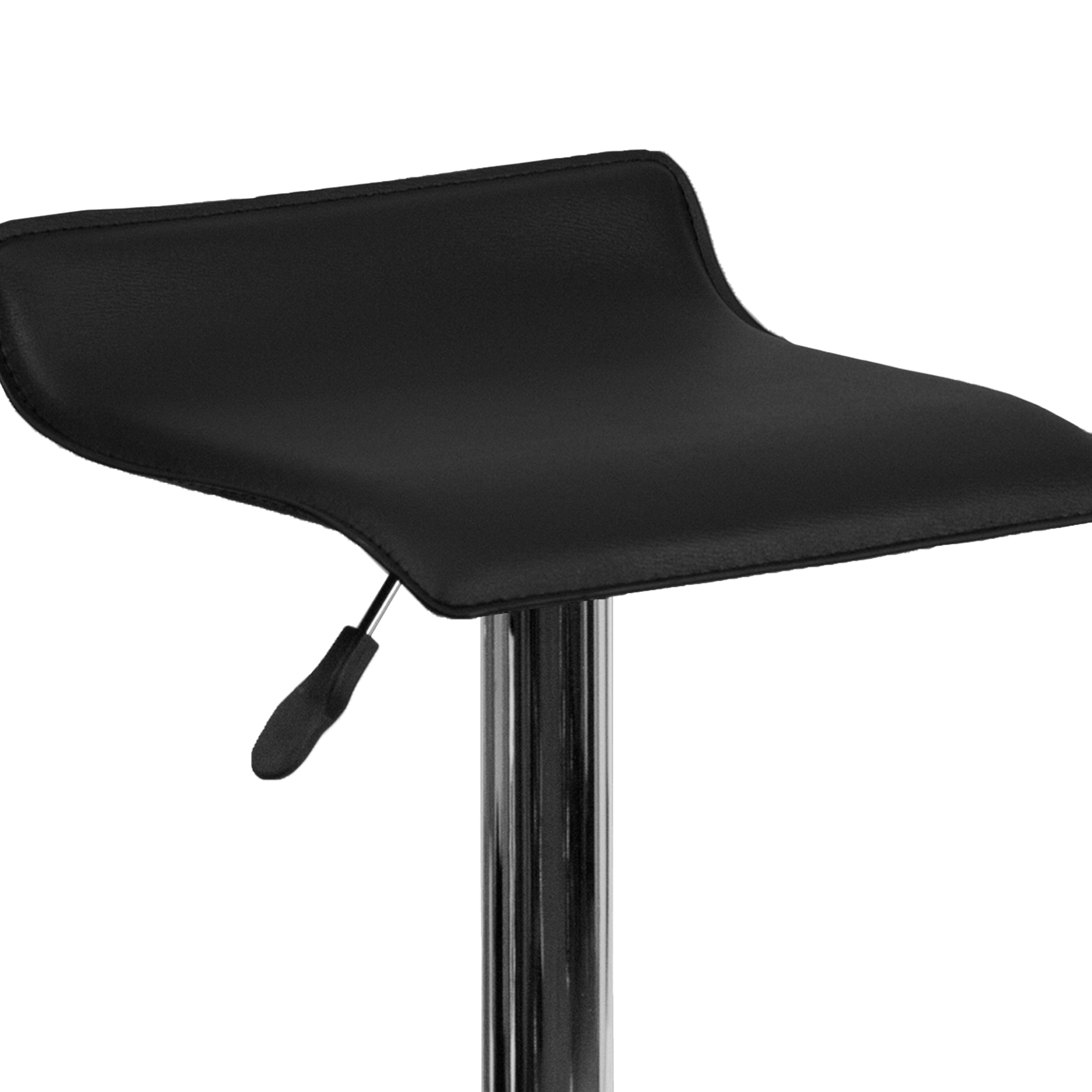 Contemporary Vinyl Adjustable Height Barstool with Solid Wave Seat and Chrome Base