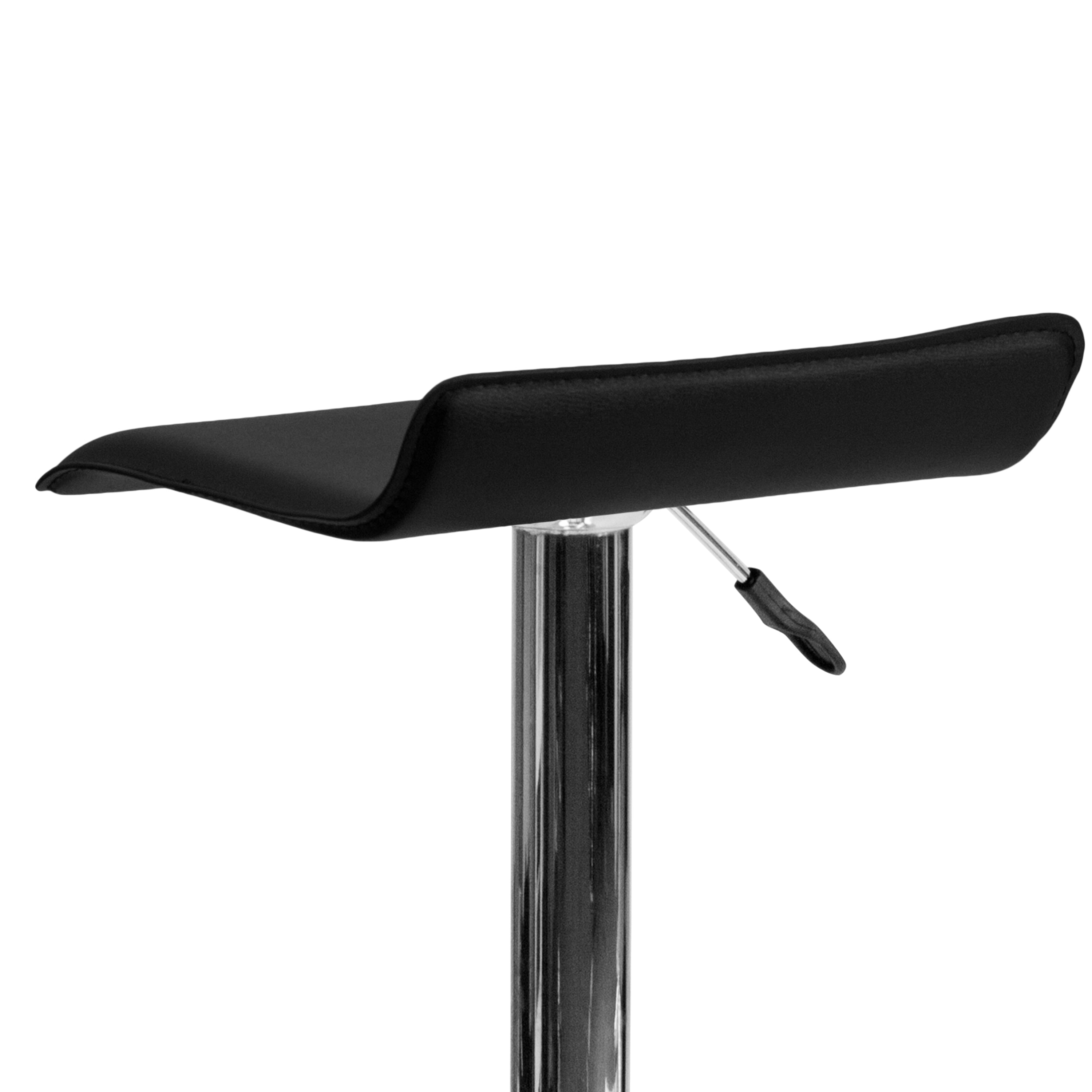 Contemporary Vinyl Adjustable Height Barstool with Solid Wave Seat and Chrome Base