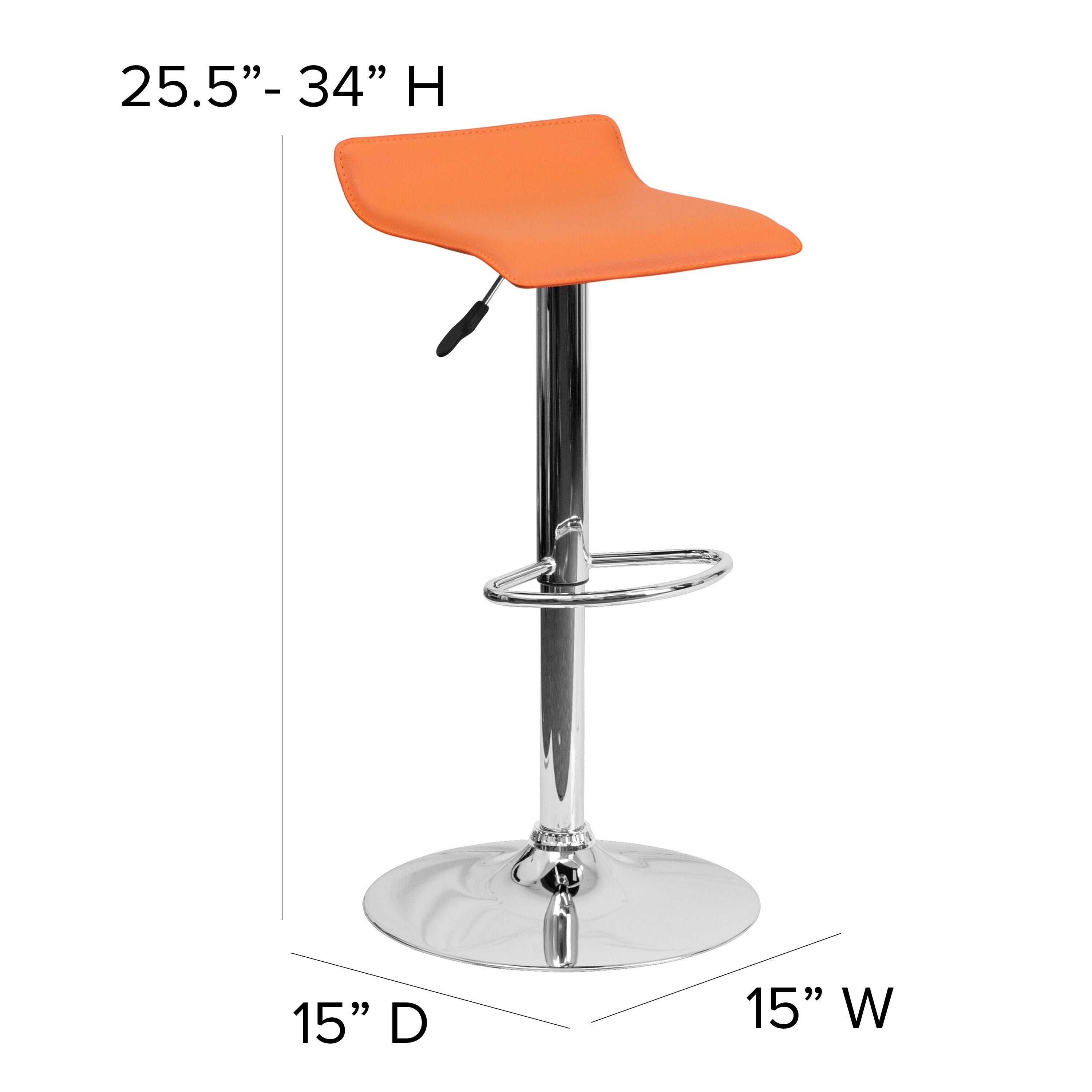 Contemporary Vinyl Adjustable Height Barstool with Solid Wave Seat and Chrome Base-Bar Stool-Flash Furniture-Wall2Wall Furnishings