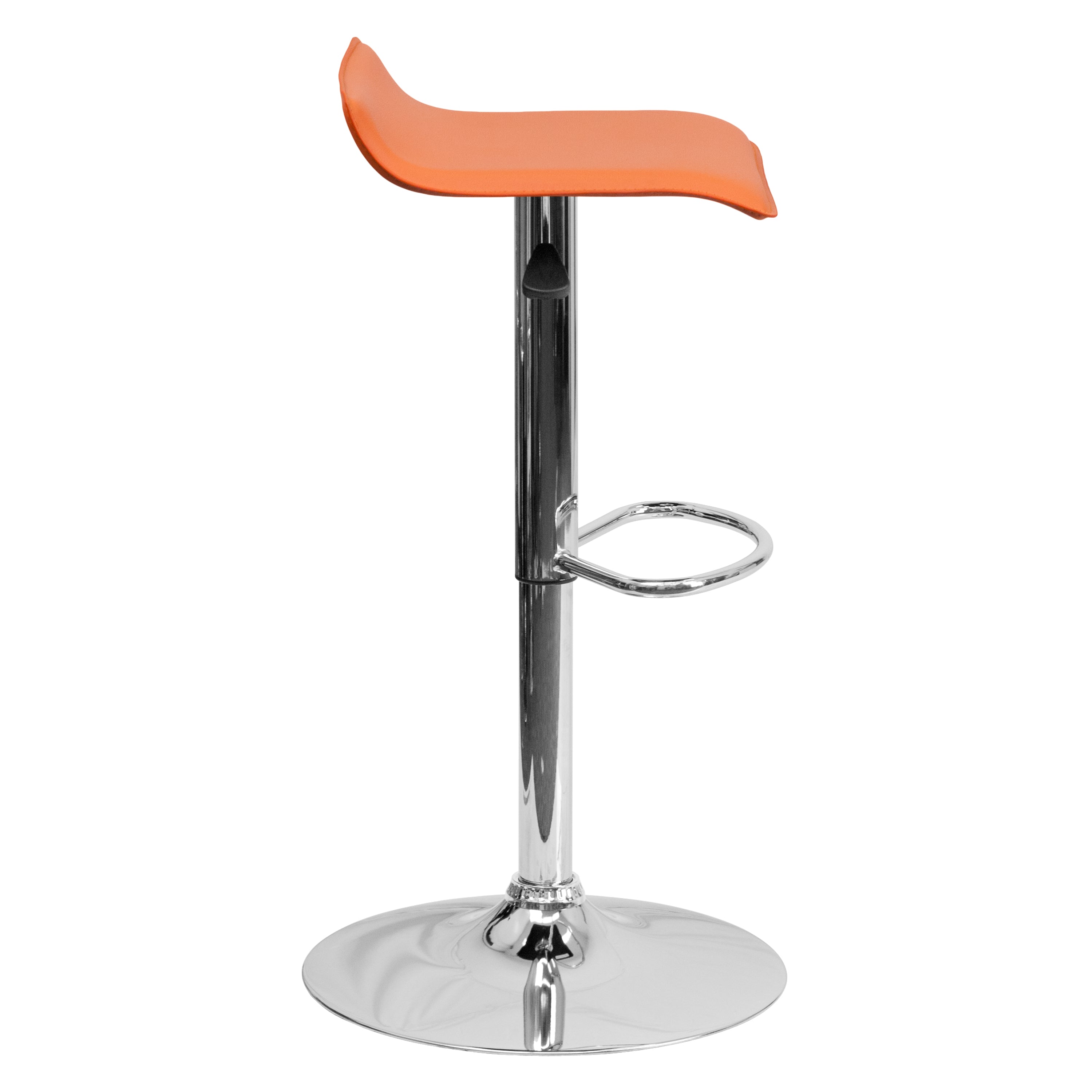 Contemporary Vinyl Adjustable Height Barstool with Solid Wave Seat and Chrome Base-Bar Stool-Flash Furniture-Wall2Wall Furnishings