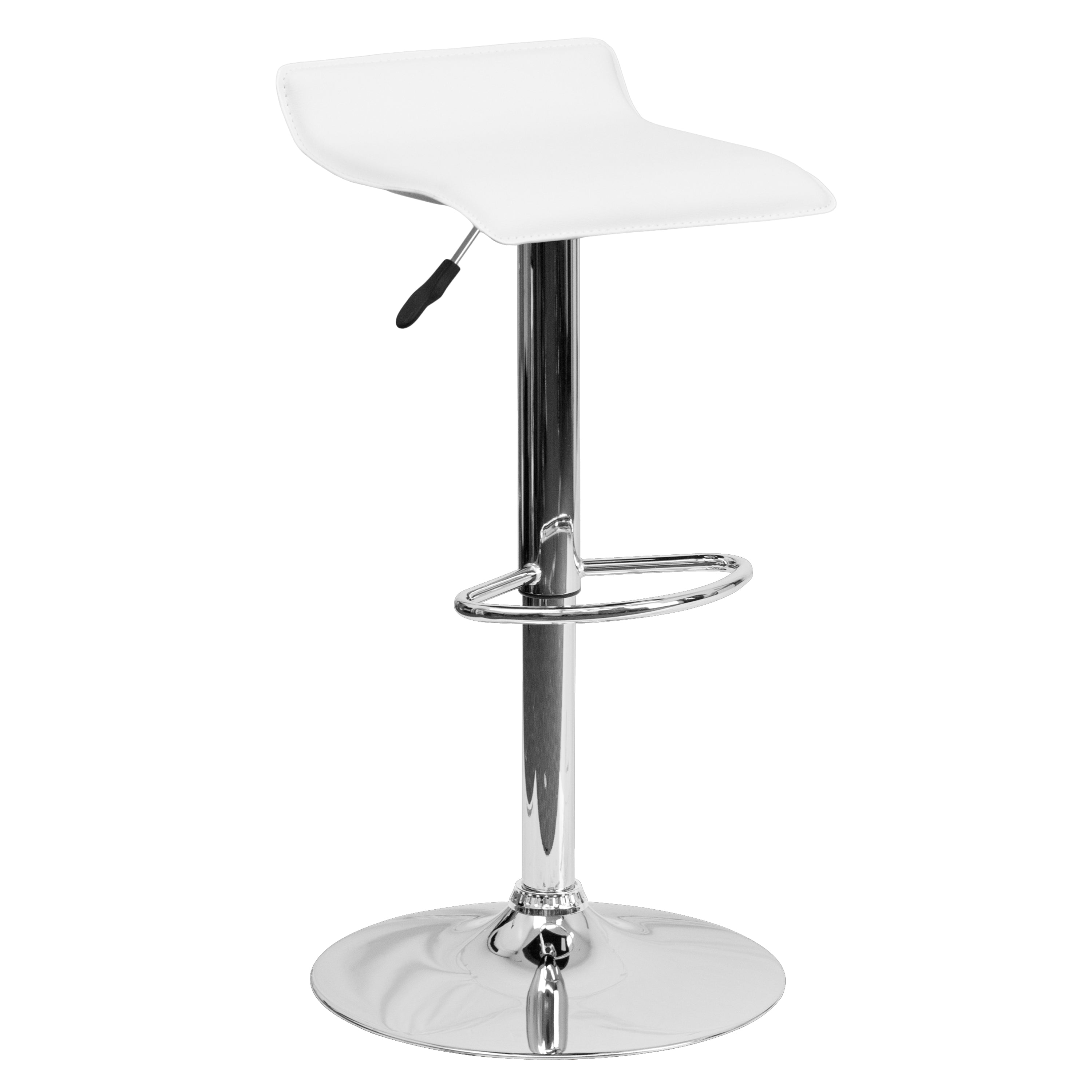 Contemporary Vinyl Adjustable Height Barstool with Solid Wave Seat and Chrome Base
