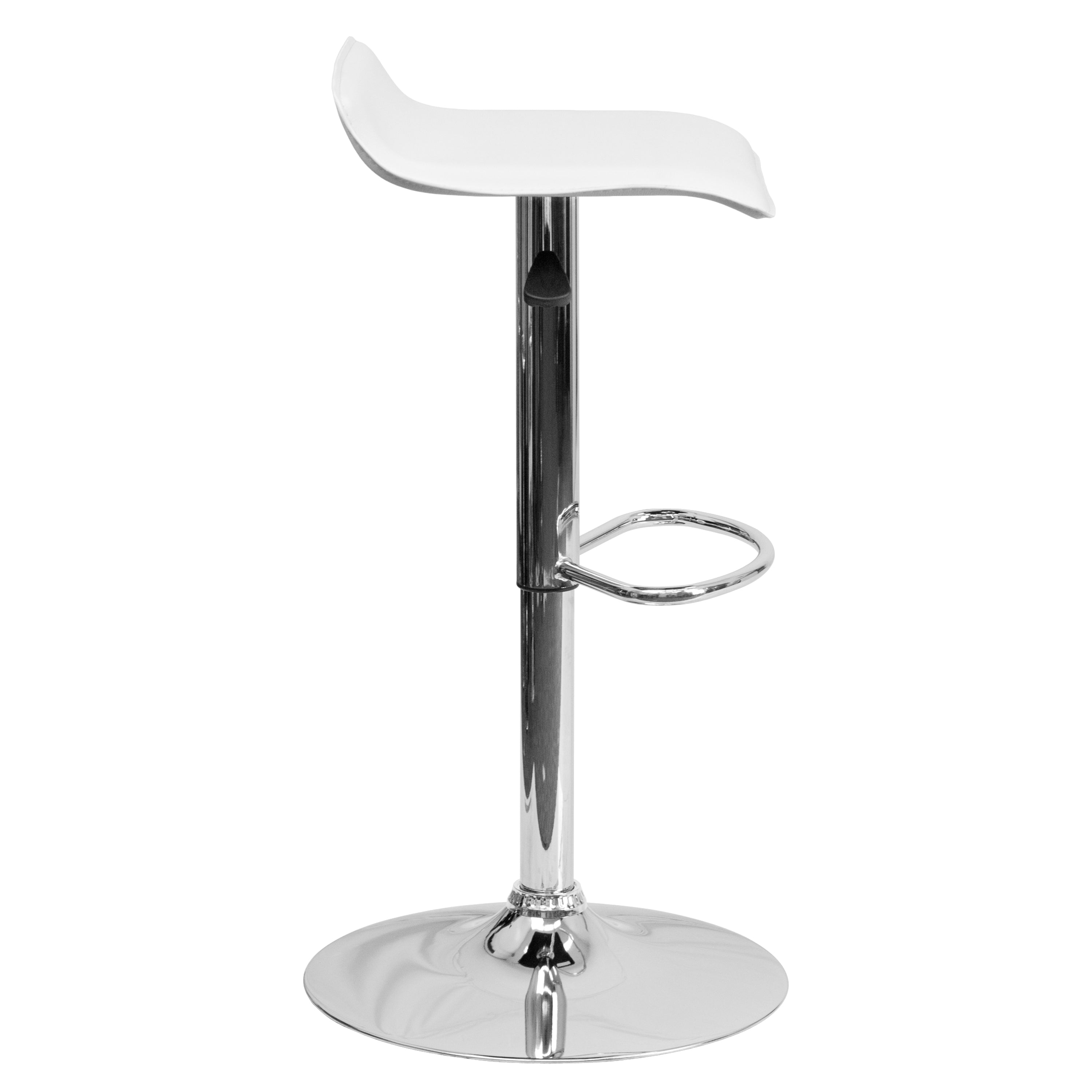 Contemporary Vinyl Adjustable Height Barstool with Solid Wave Seat and Chrome Base