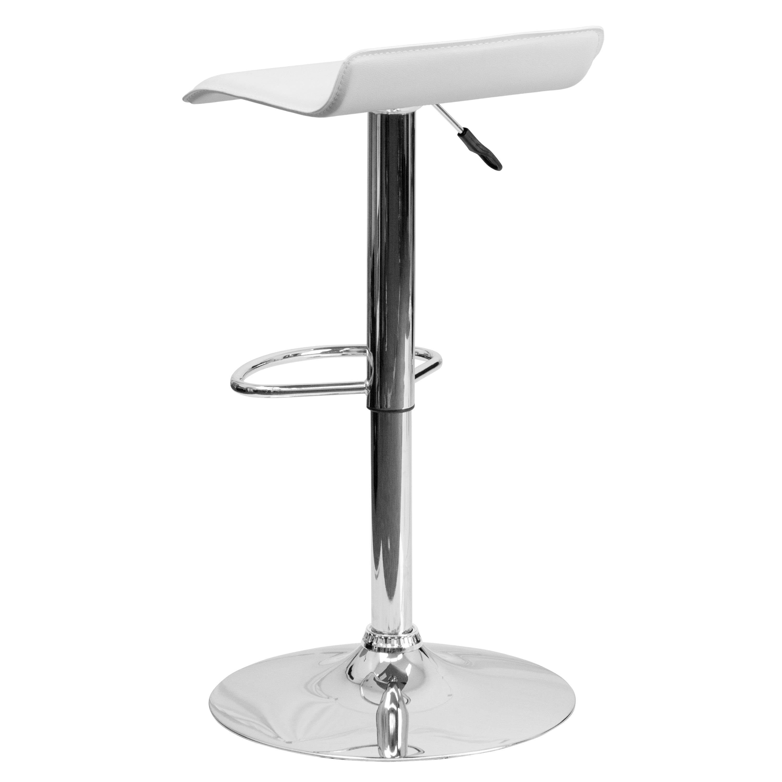 Contemporary Vinyl Adjustable Height Barstool with Solid Wave Seat and Chrome Base