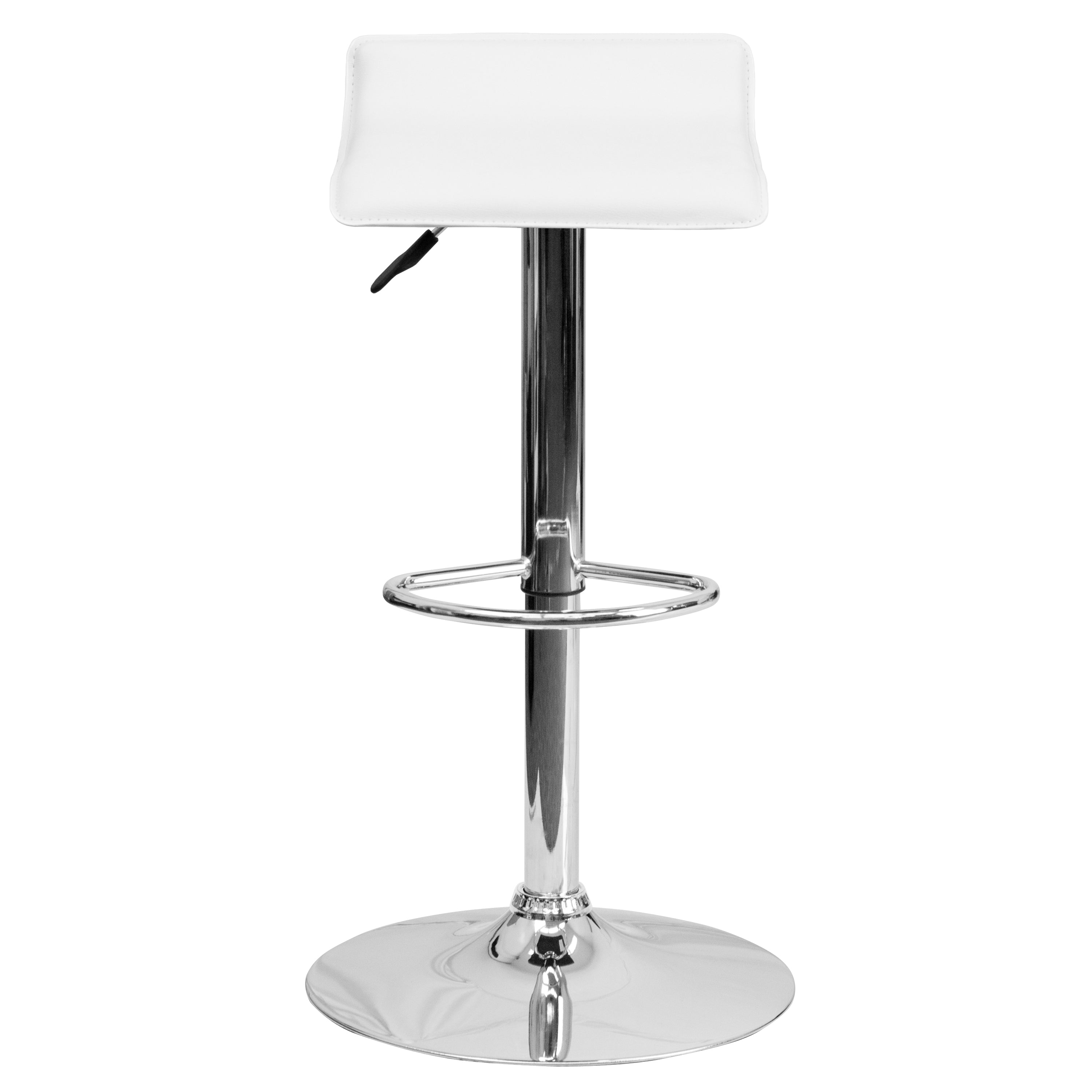 Contemporary Vinyl Adjustable Height Barstool with Solid Wave Seat and Chrome Base