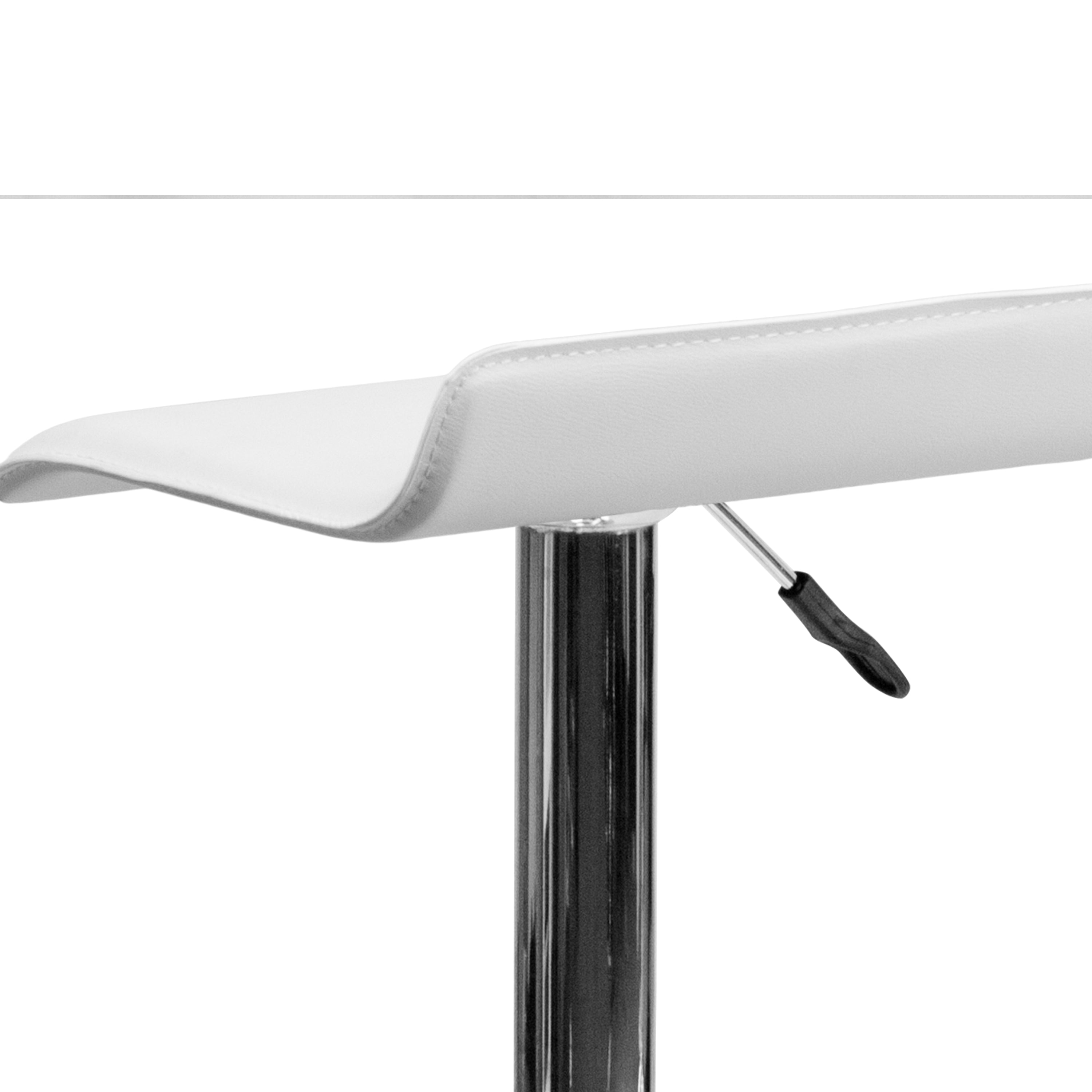 Contemporary Vinyl Adjustable Height Barstool with Solid Wave Seat and Chrome Base