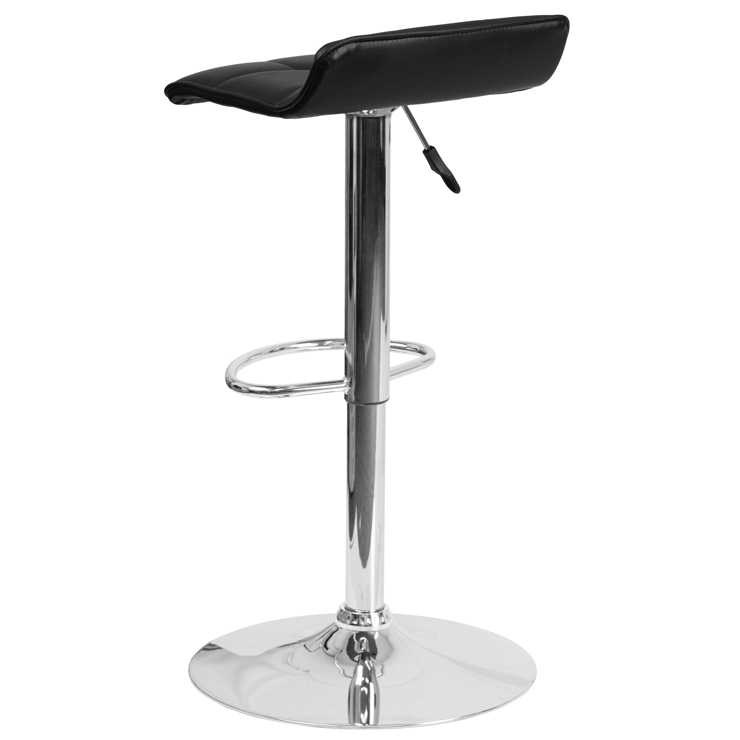 Contemporary Vinyl Adjustable Height Barstool with Quilted Wave Seat and Chrome Base-Bar Stool-Flash Furniture-Wall2Wall Furnishings