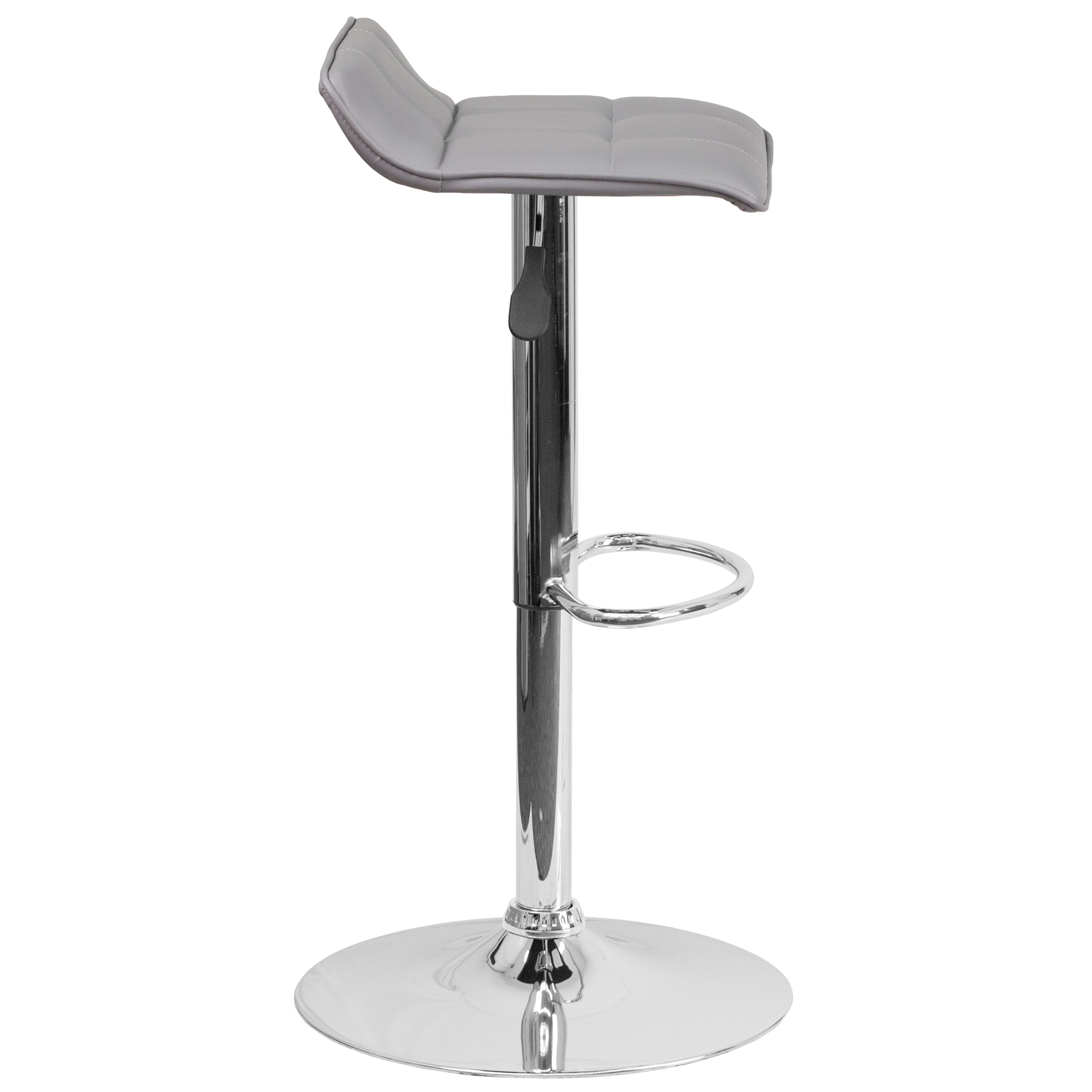 Contemporary Vinyl Adjustable Height Barstool with Quilted Wave Seat and Chrome Base