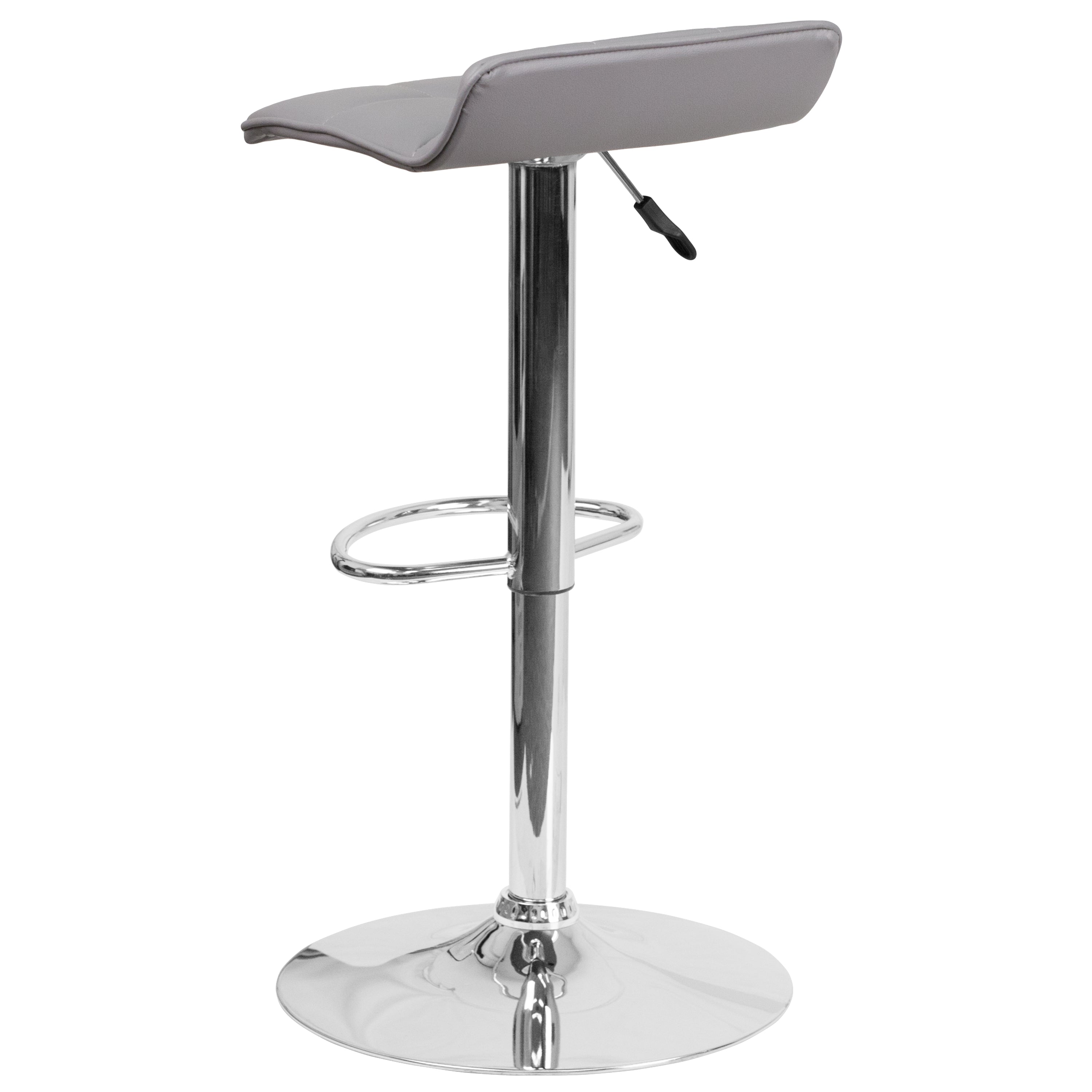 Contemporary Vinyl Adjustable Height Barstool with Quilted Wave Seat and Chrome Base