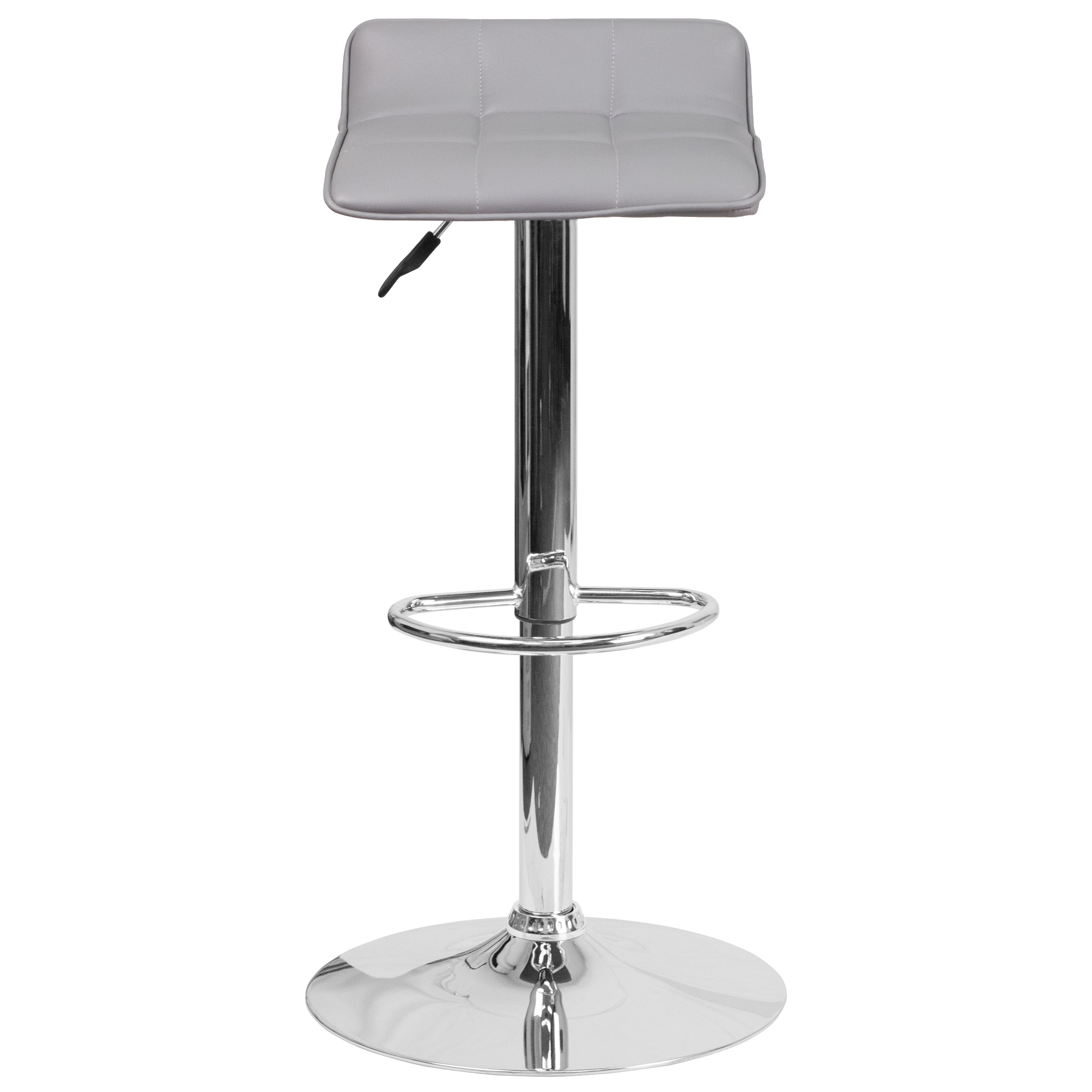 Contemporary Vinyl Adjustable Height Barstool with Quilted Wave Seat and Chrome Base