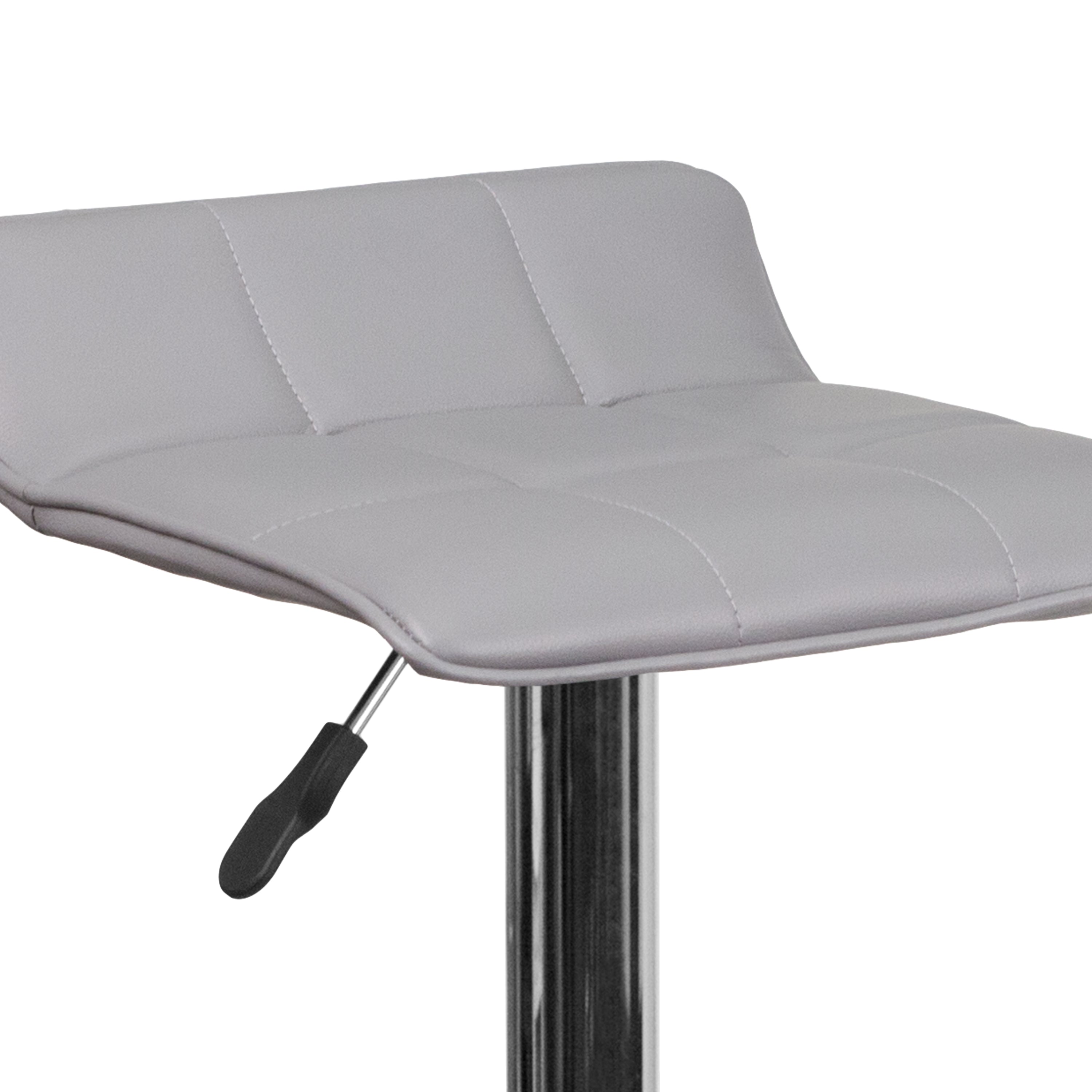 Contemporary Vinyl Adjustable Height Barstool with Quilted Wave Seat and Chrome Base
