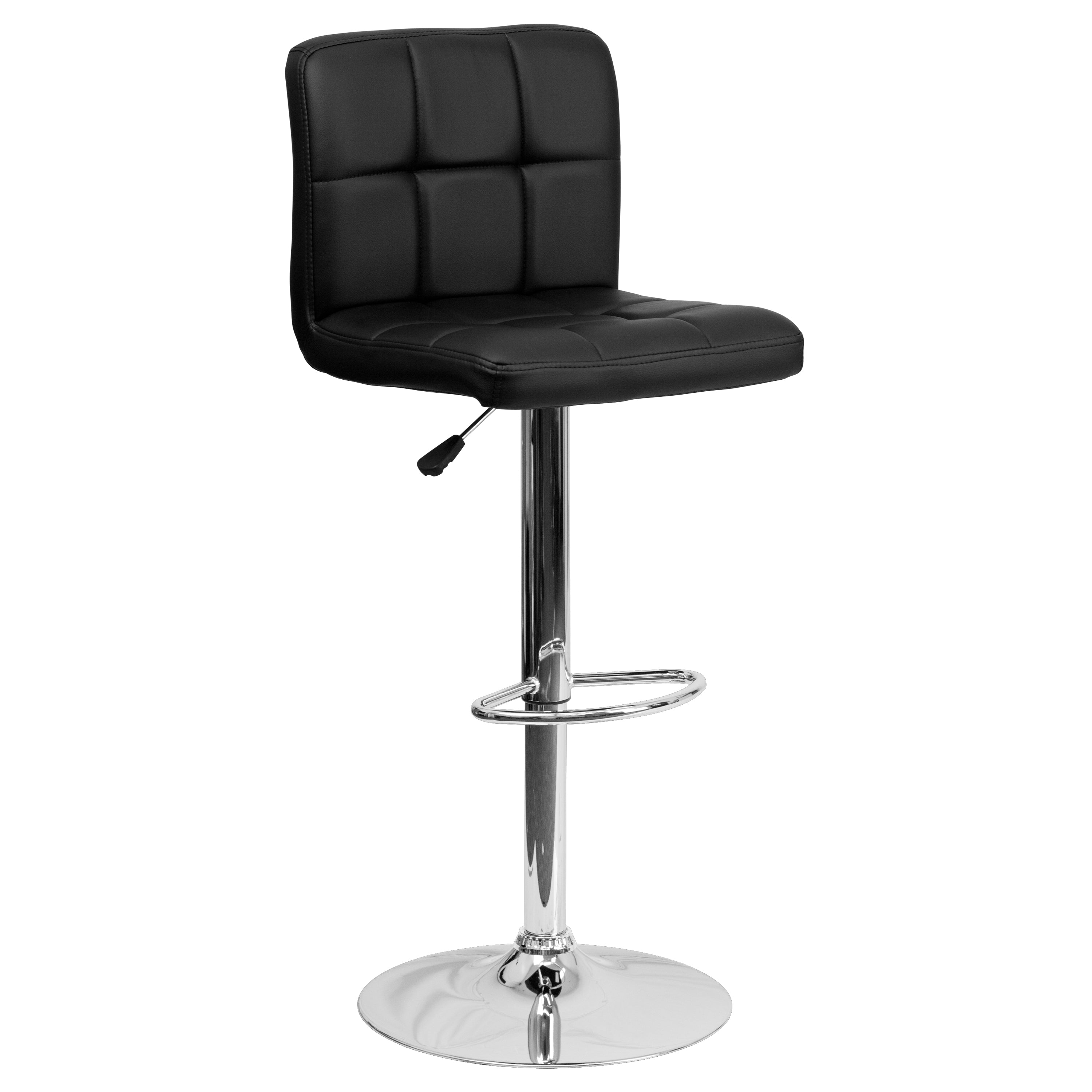Contemporary Quilted Vinyl Adjustable Height Barstool with Chrome Base-Bar Stool-Flash Furniture-Wall2Wall Furnishings