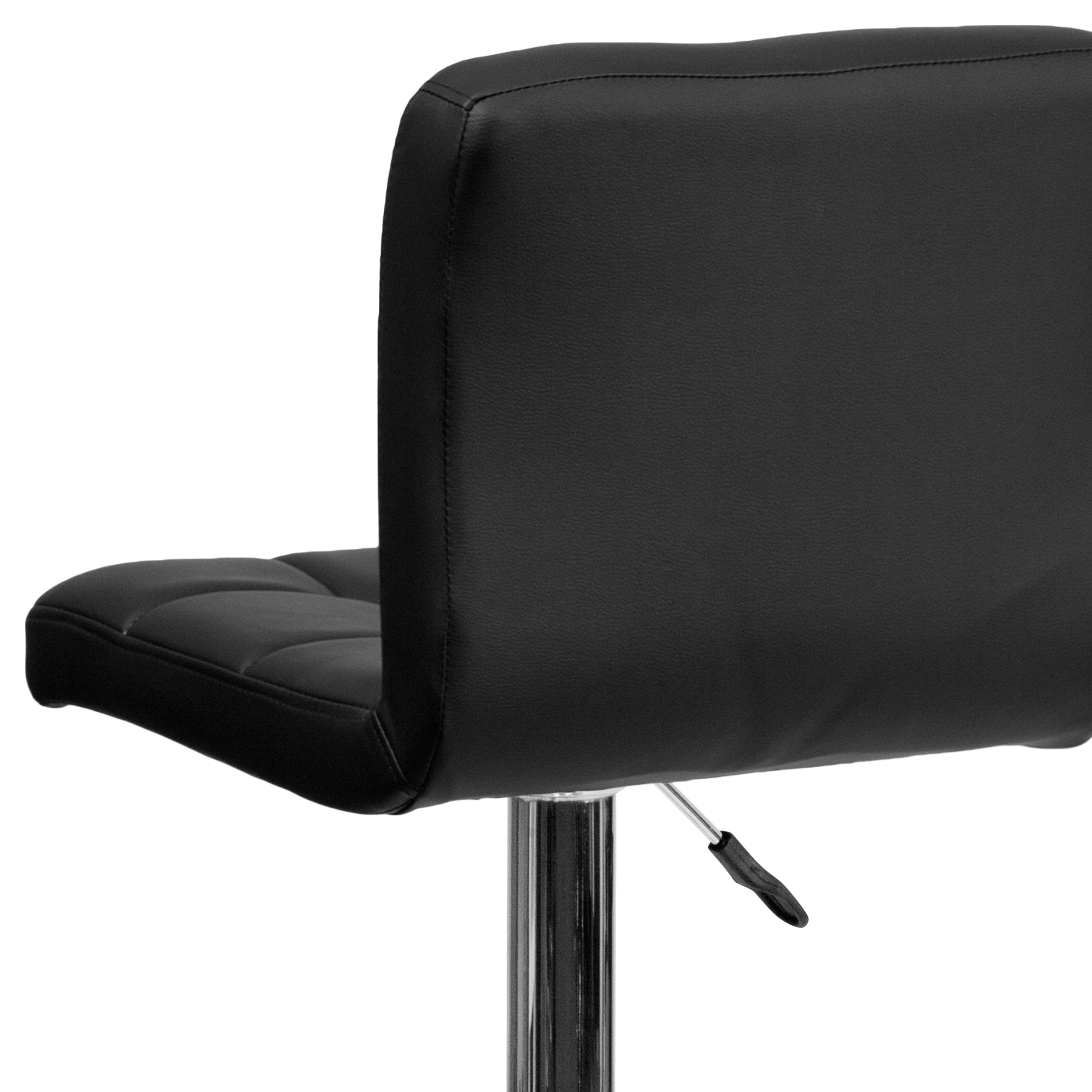 Contemporary Quilted Vinyl Adjustable Height Barstool with Chrome Base