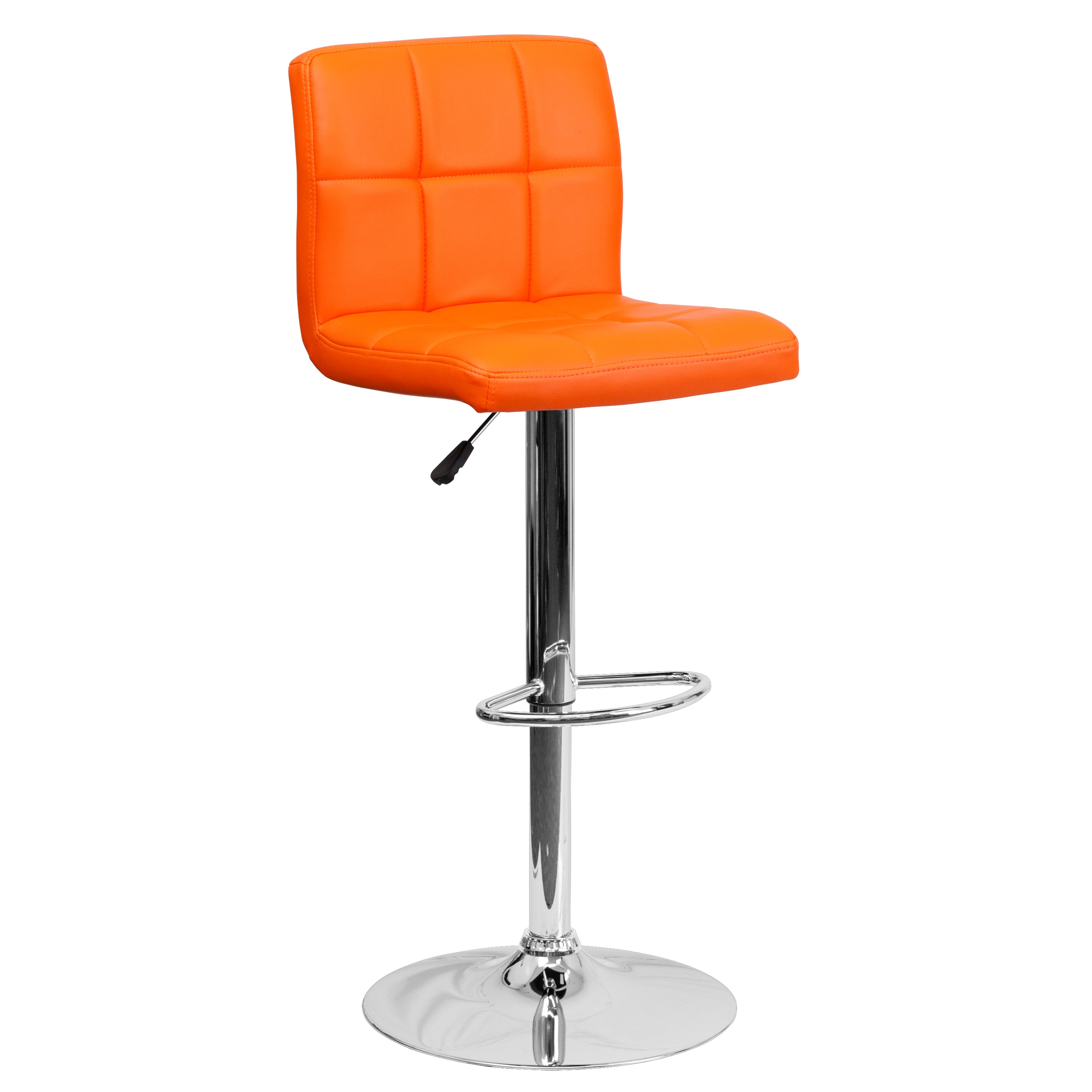 Contemporary Quilted Vinyl Adjustable Height Barstool with Chrome Base