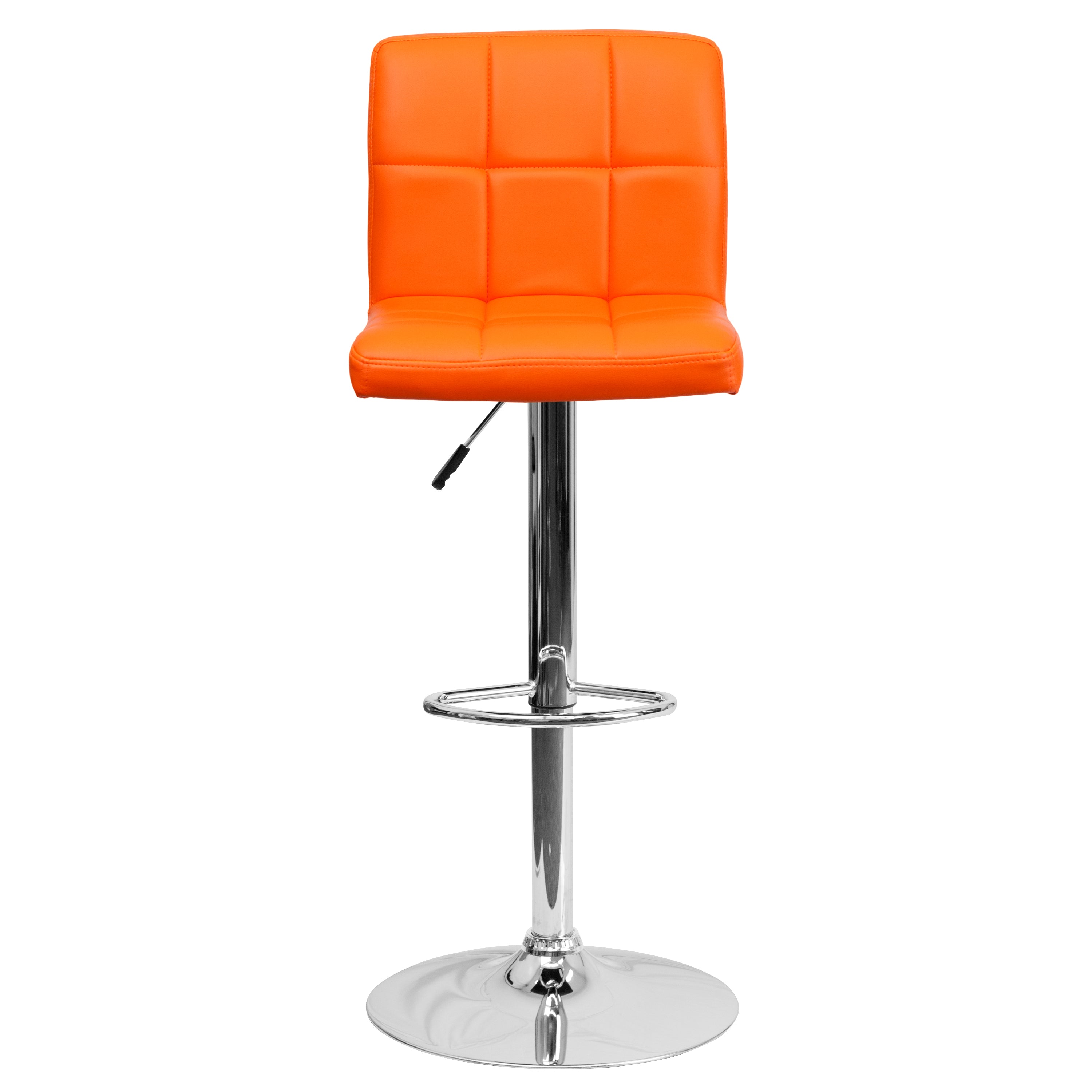 Contemporary Quilted Vinyl Adjustable Height Barstool with Chrome Base