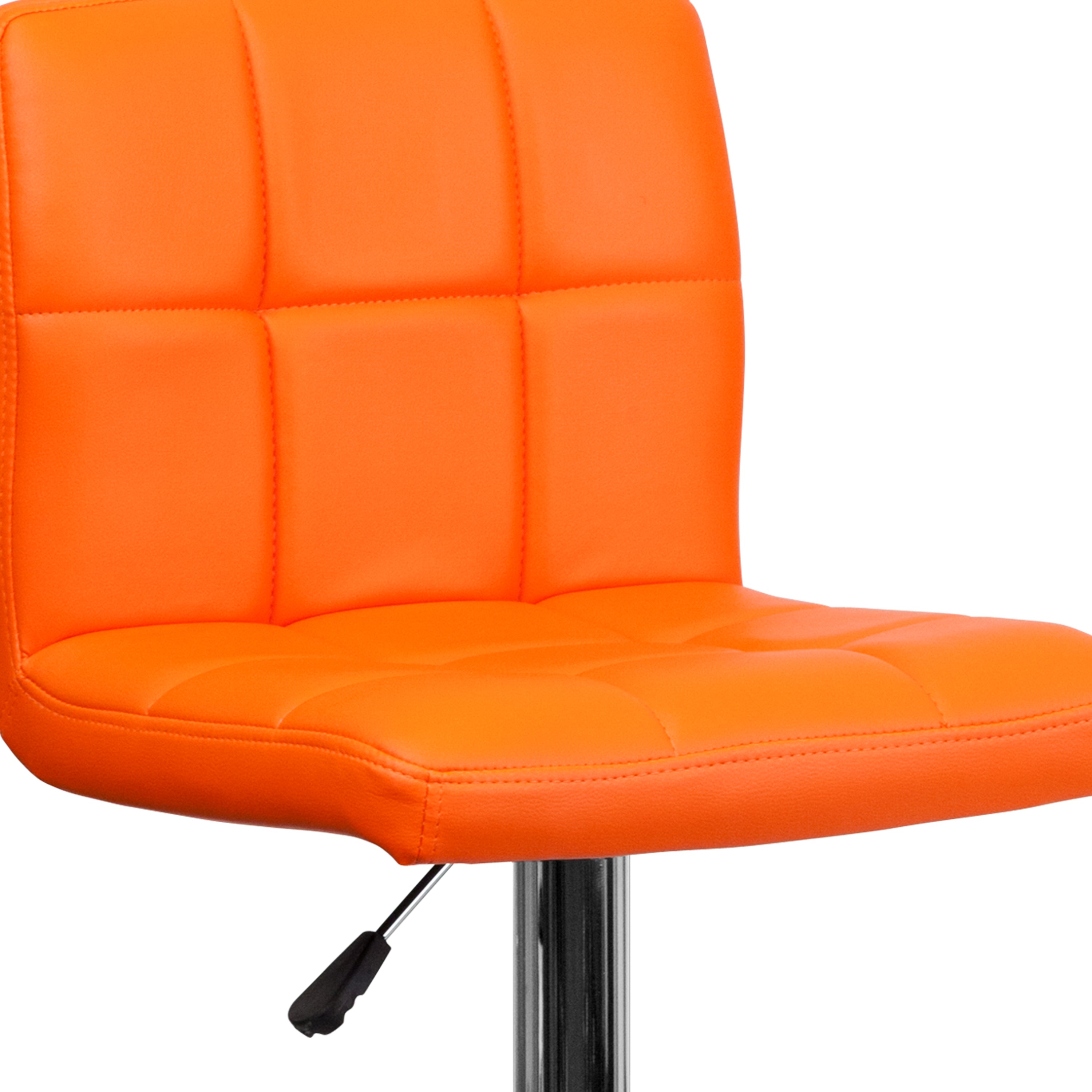 Contemporary Quilted Vinyl Adjustable Height Barstool with Chrome Base