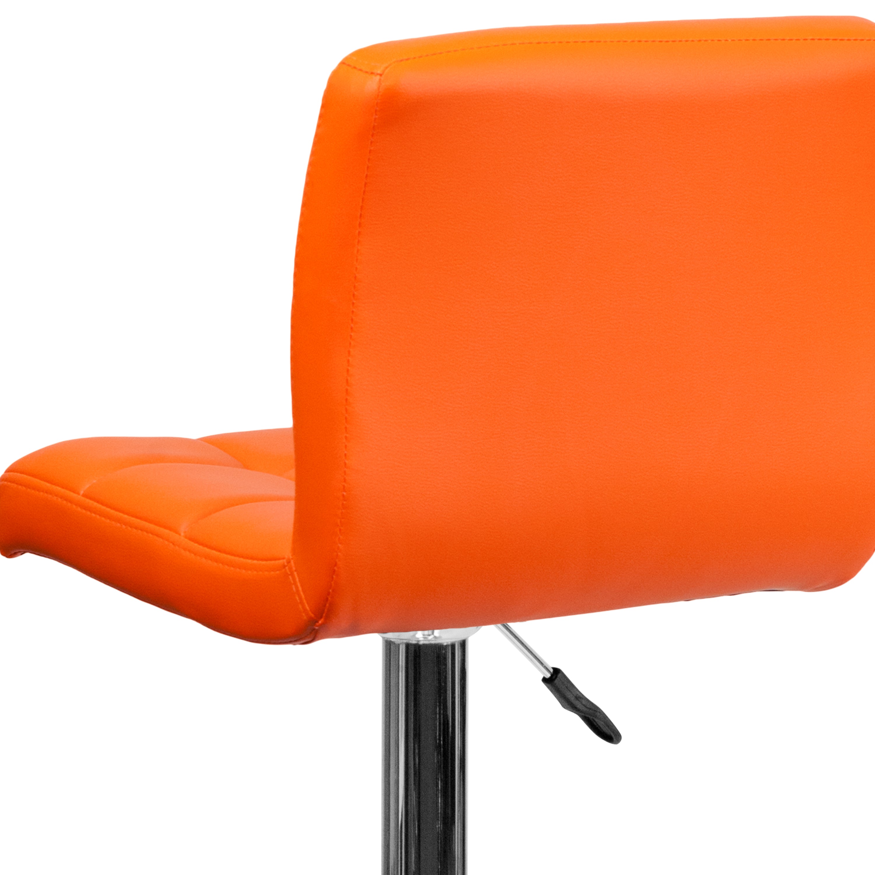 Contemporary Quilted Vinyl Adjustable Height Barstool with Chrome Base