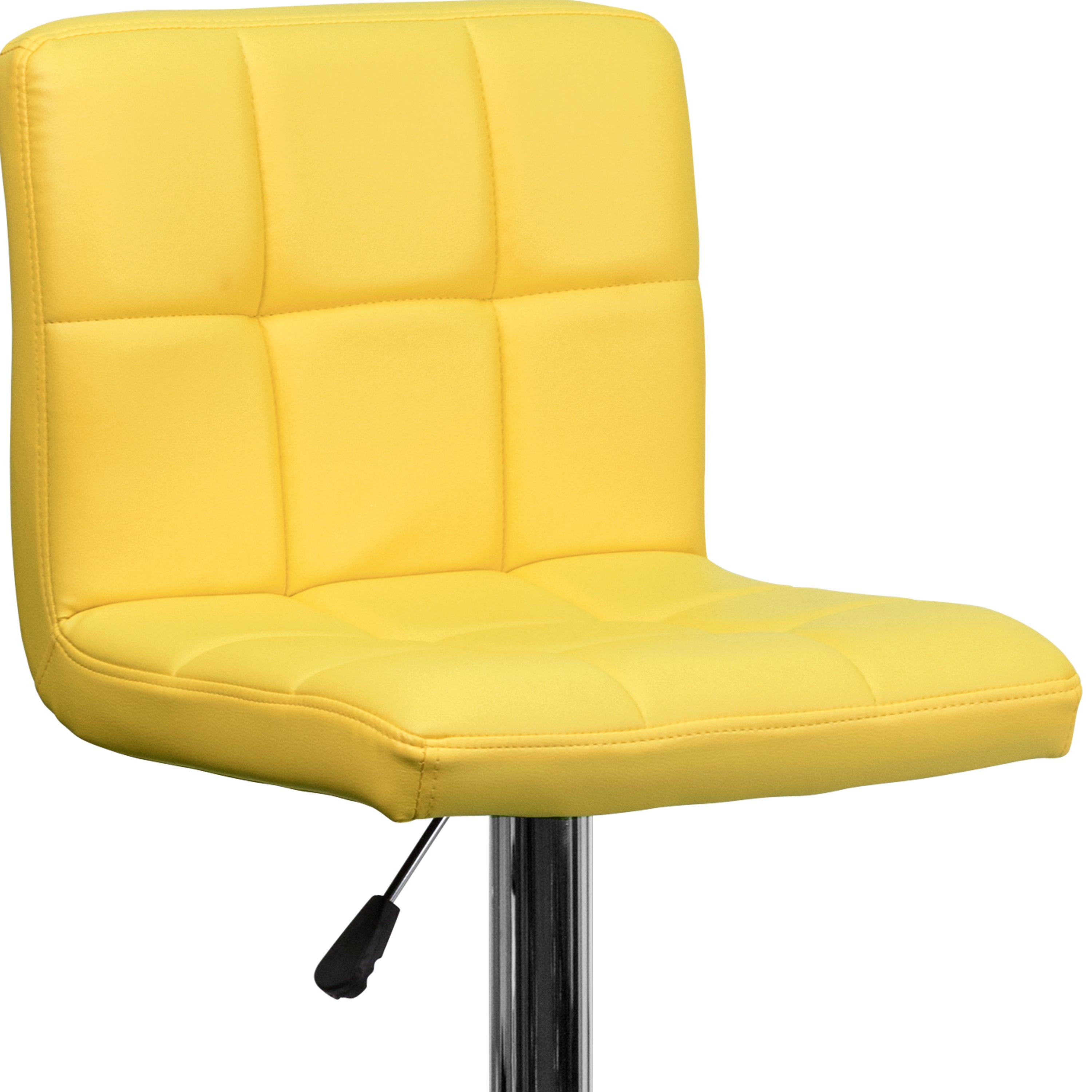 Contemporary Quilted Vinyl Adjustable Height Barstool with Chrome Base