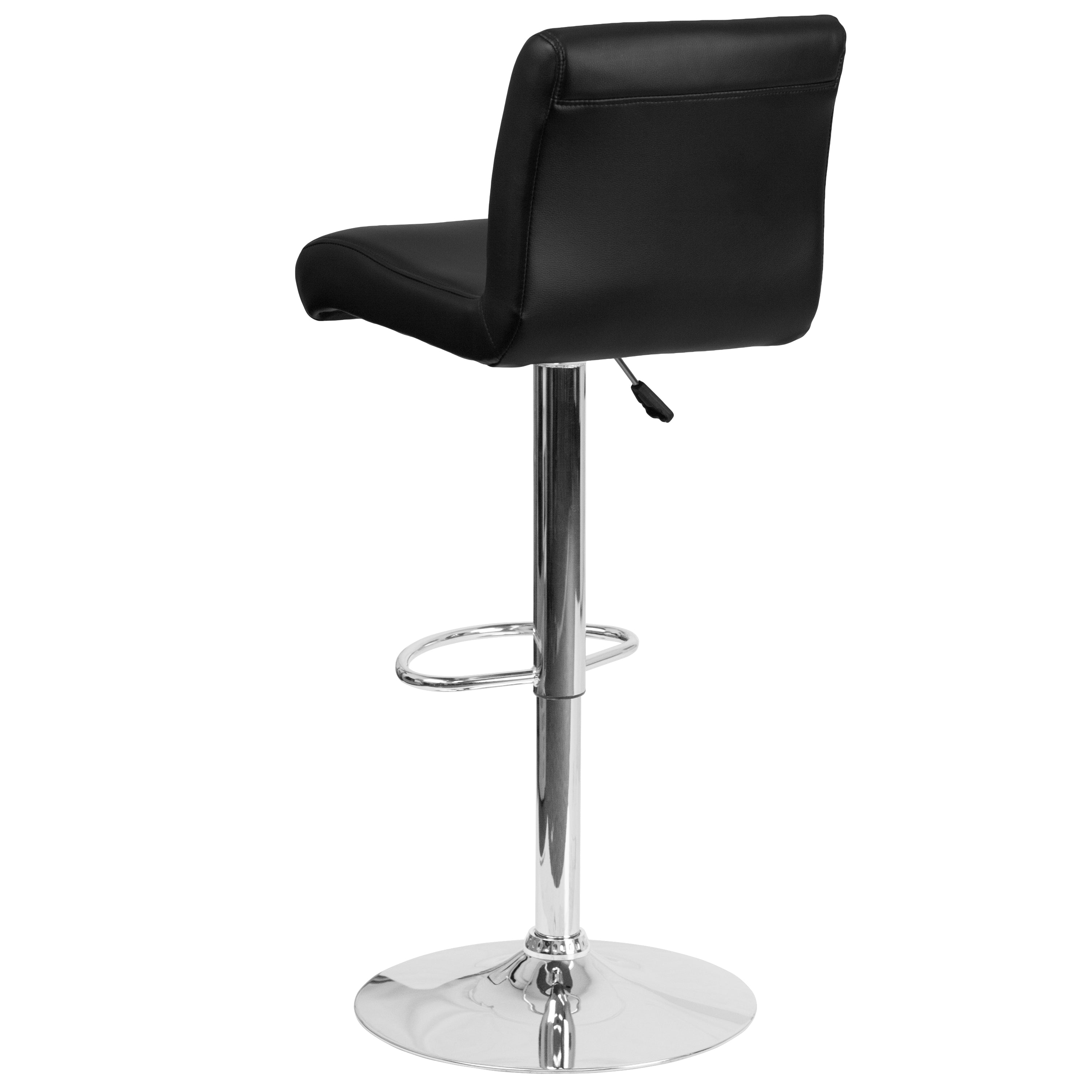 Contemporary Vinyl Adjustable Height Barstool with Rolled Seat and Chrome Base