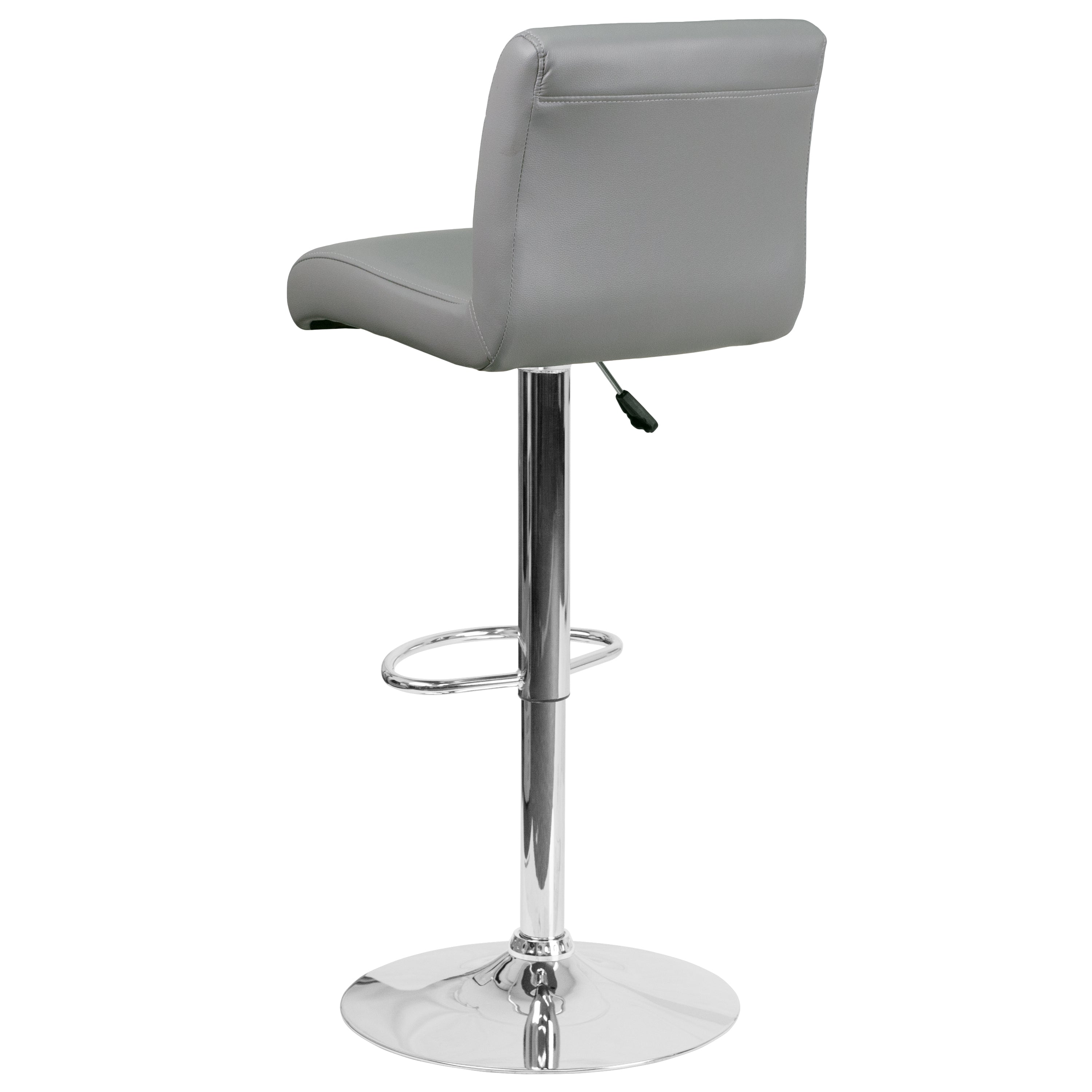 Contemporary Vinyl Adjustable Height Barstool with Rolled Seat and Chrome Base