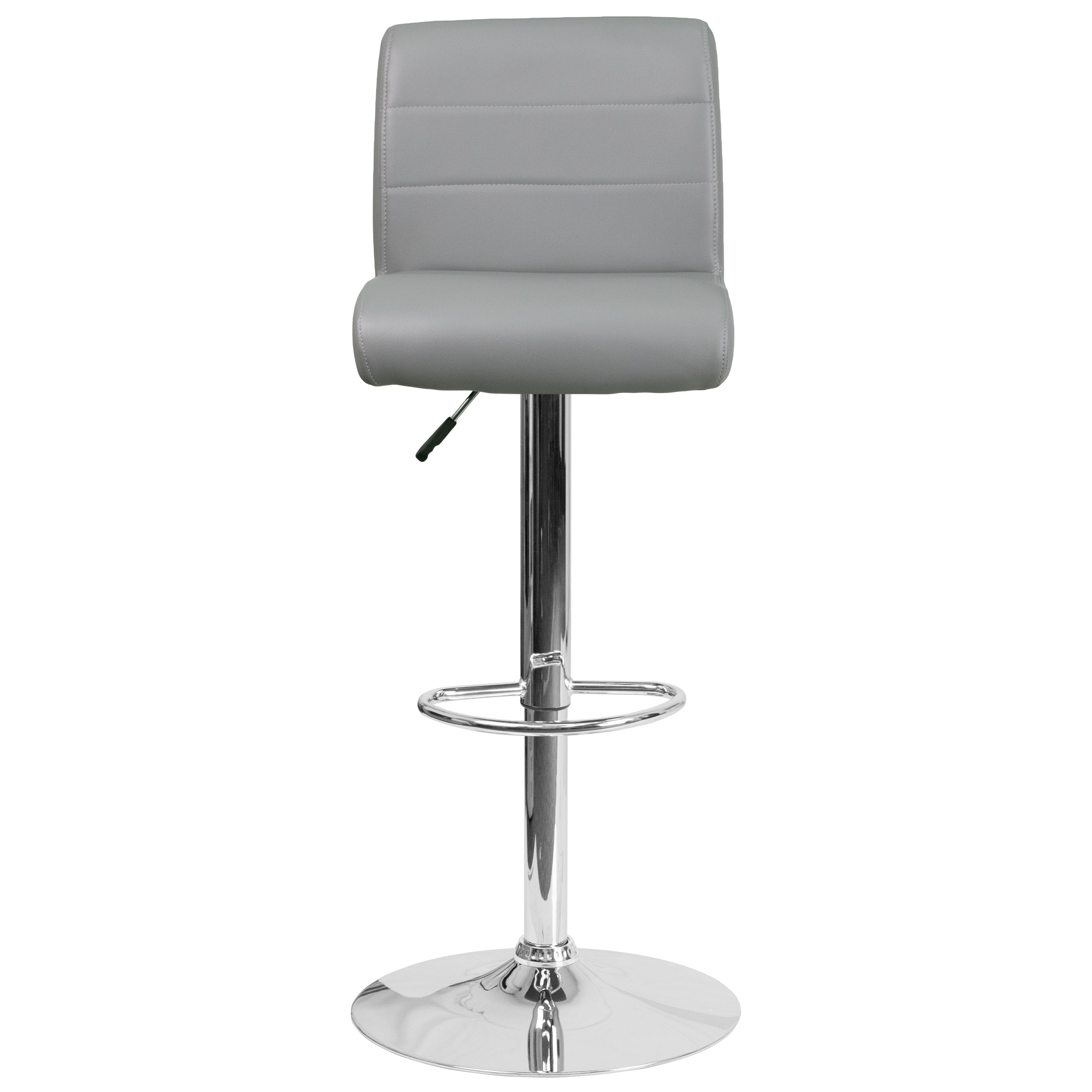 Contemporary Vinyl Adjustable Height Barstool with Rolled Seat and Chrome Base