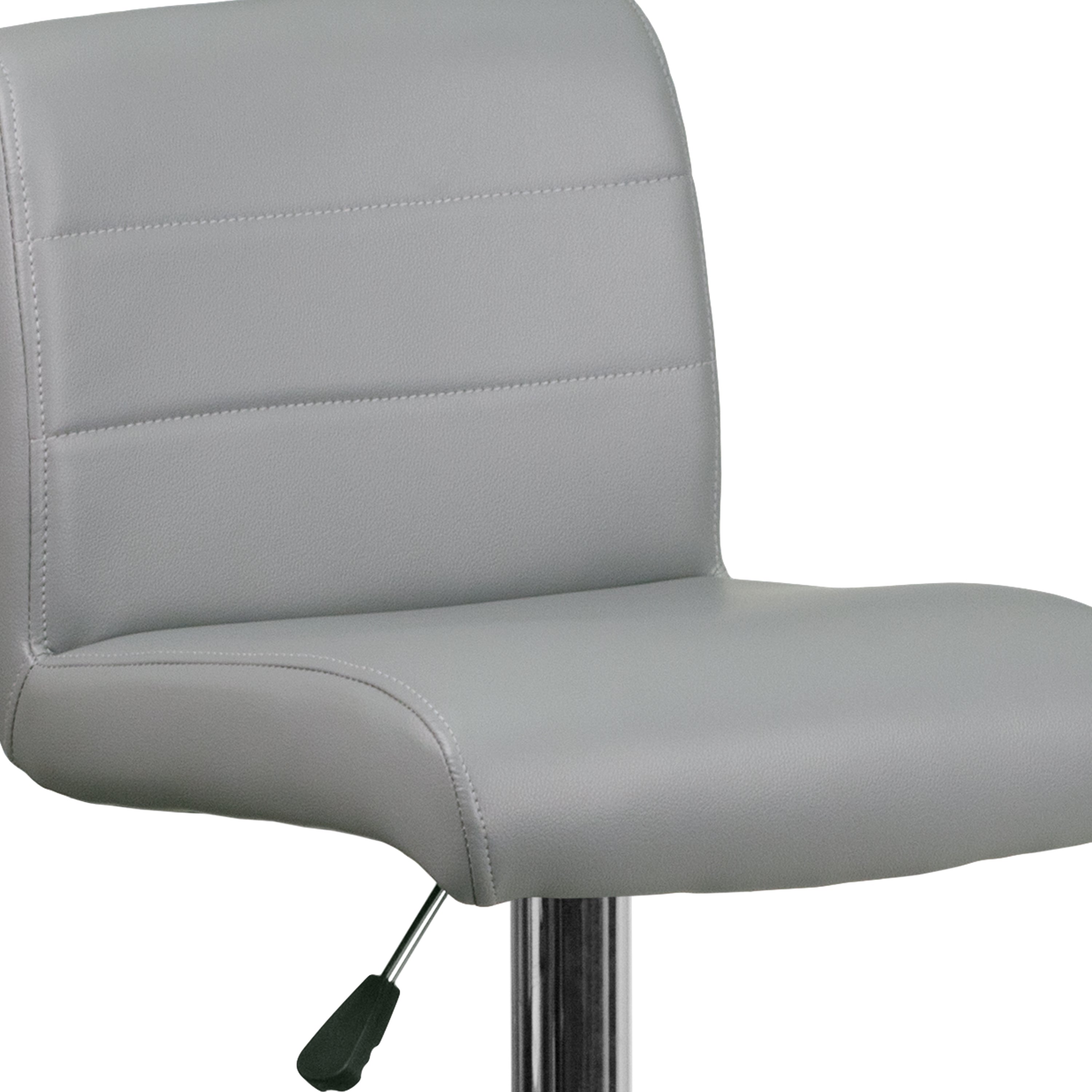 Contemporary Vinyl Adjustable Height Barstool with Rolled Seat and Chrome Base