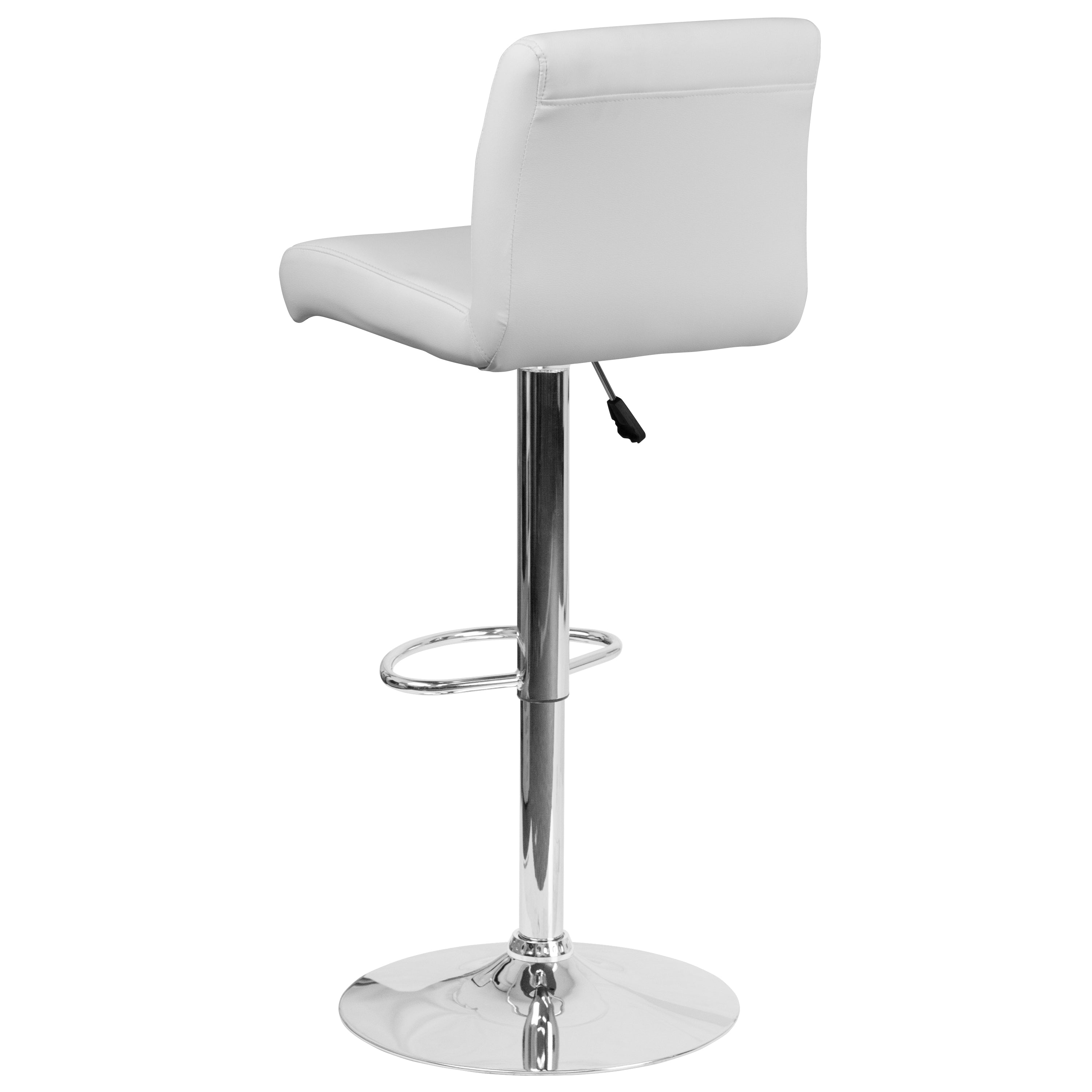 Contemporary Vinyl Adjustable Height Barstool with Rolled Seat and Chrome Base