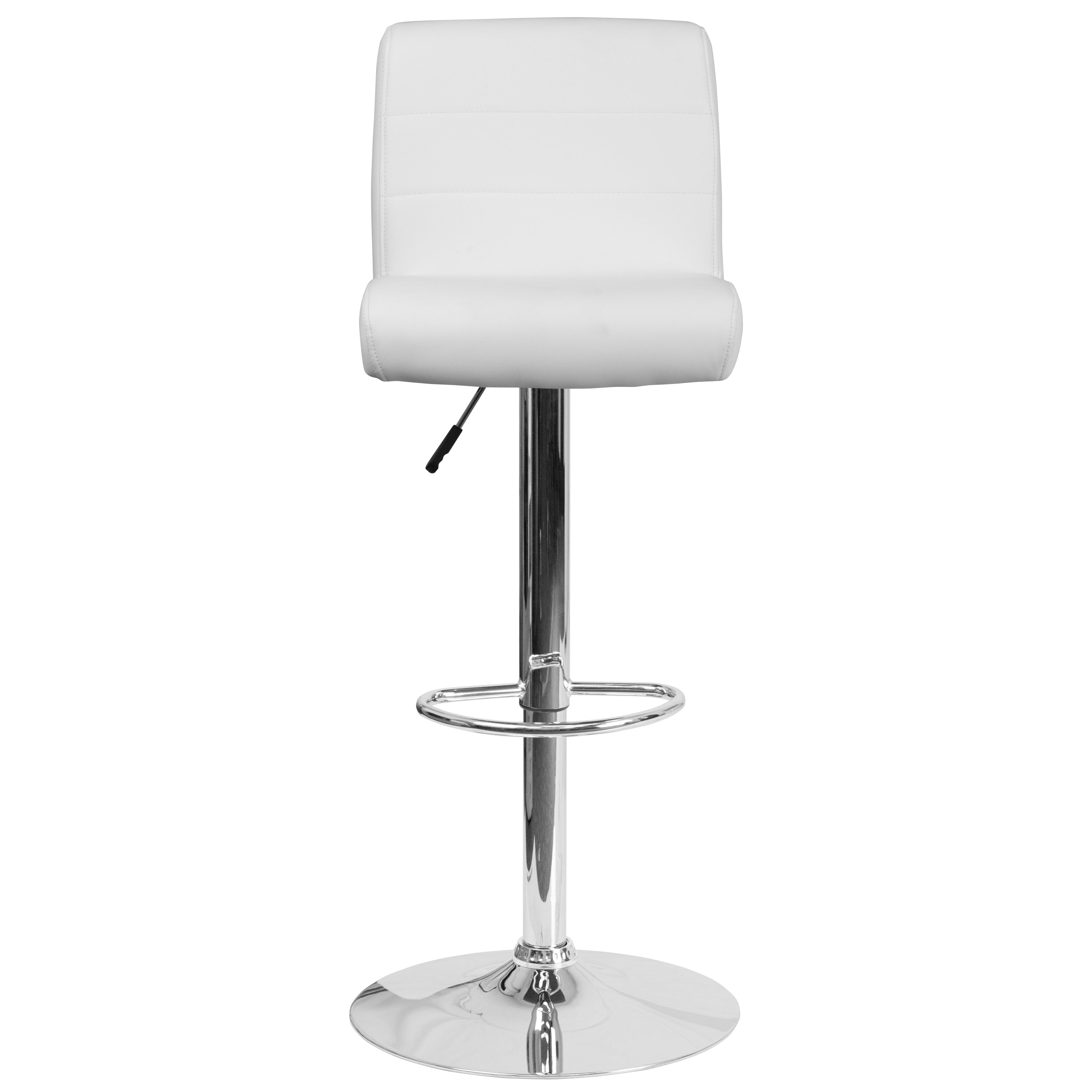 Contemporary Vinyl Adjustable Height Barstool with Rolled Seat and Chrome Base