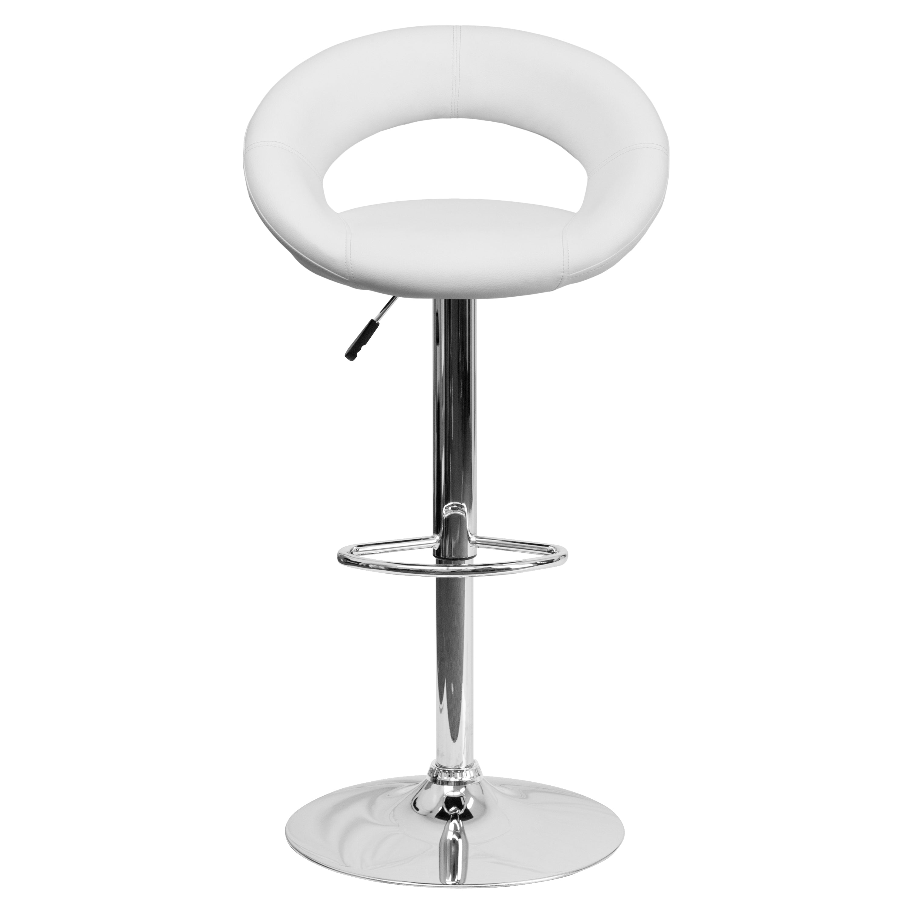Contemporary Vinyl Rounded Orbit-Style Back Adjustable Height Barstool with Chrome Base-Bar Stool-Flash Furniture-Wall2Wall Furnishings
