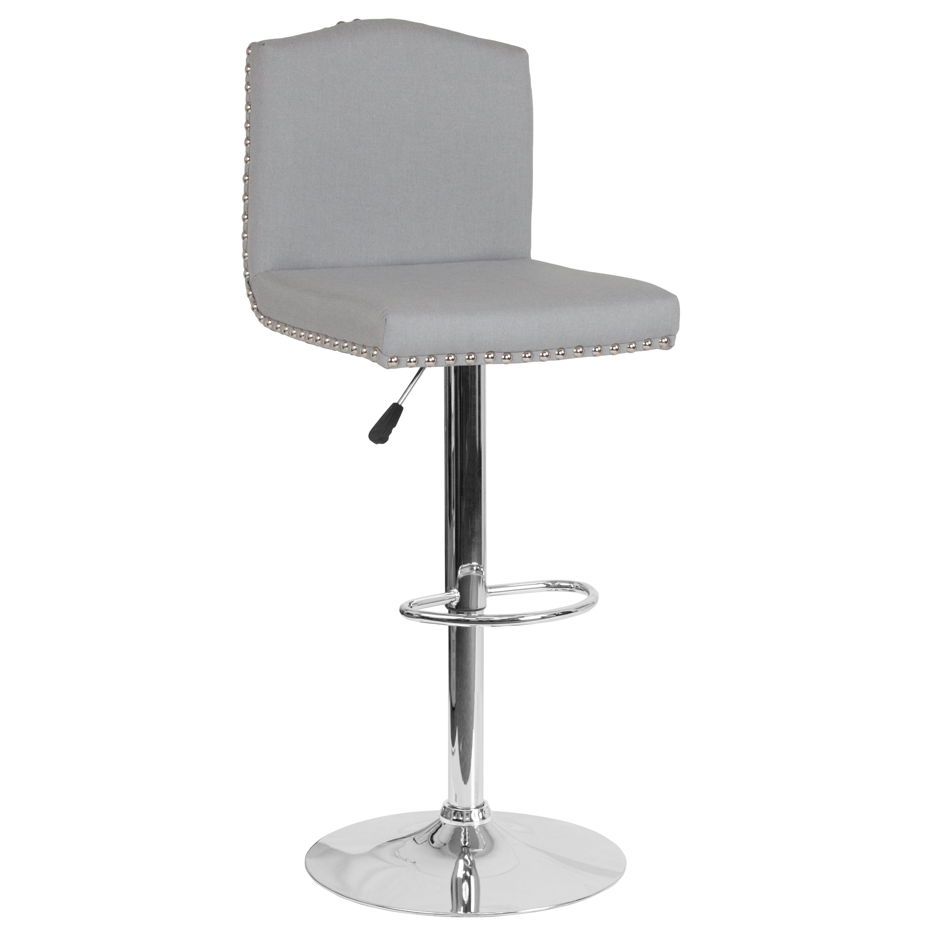 Bellagio Contemporary Adjustable Height Crown Back Barstool with Accent Nail Trim-Bar Stool-Flash Furniture-Wall2Wall Furnishings