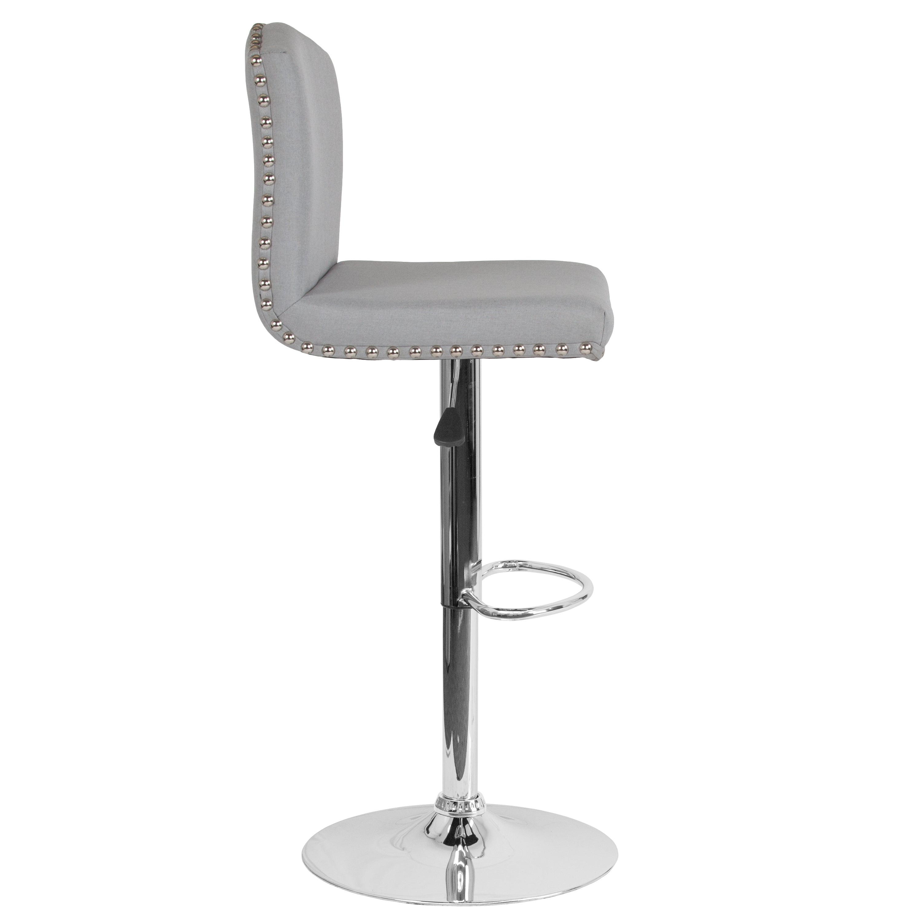 Bellagio Contemporary Adjustable Height Crown Back Barstool with Accent Nail Trim-Bar Stool-Flash Furniture-Wall2Wall Furnishings