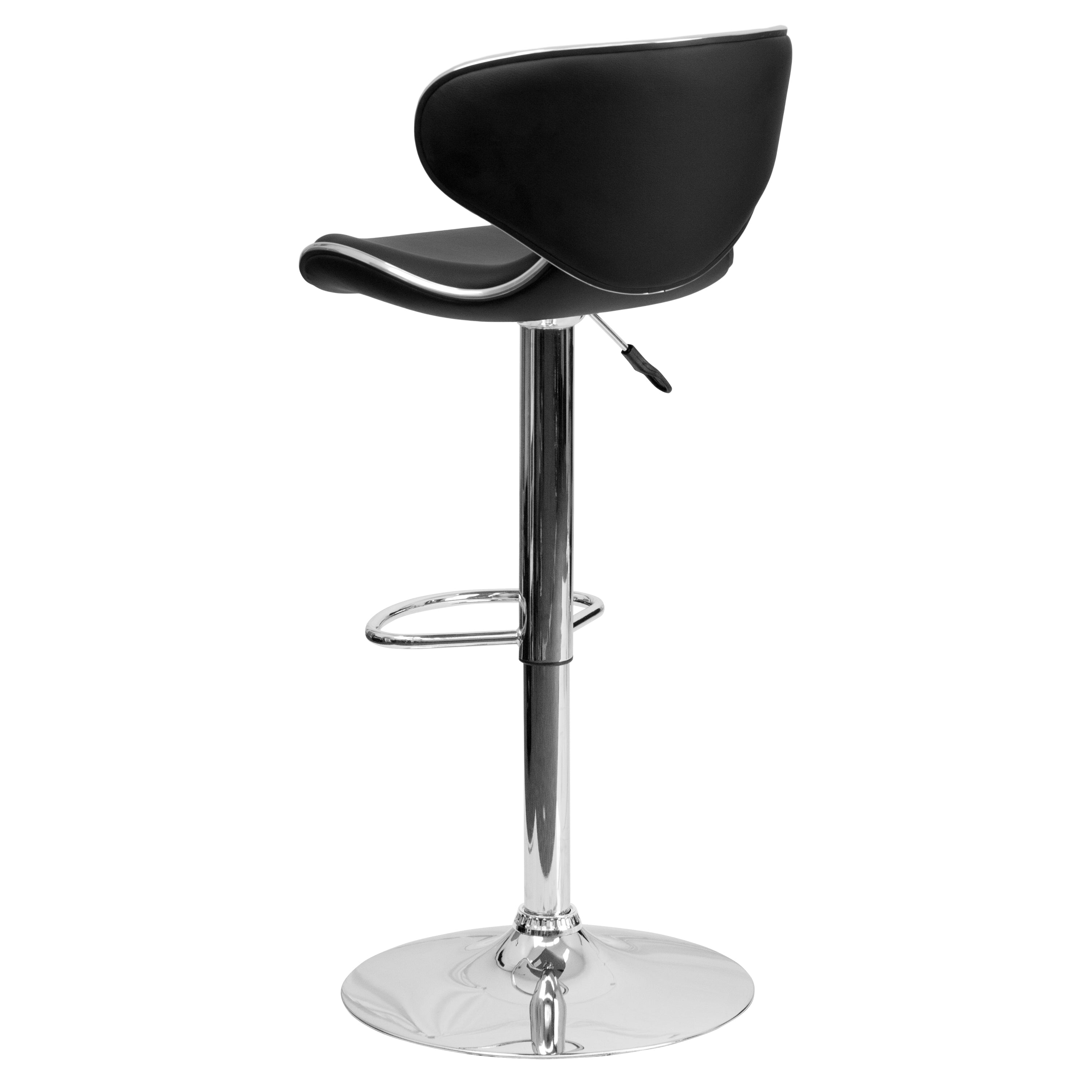 Contemporary Cozy Mid-Back Vinyl Adjustable Height Barstool with Chrome Base