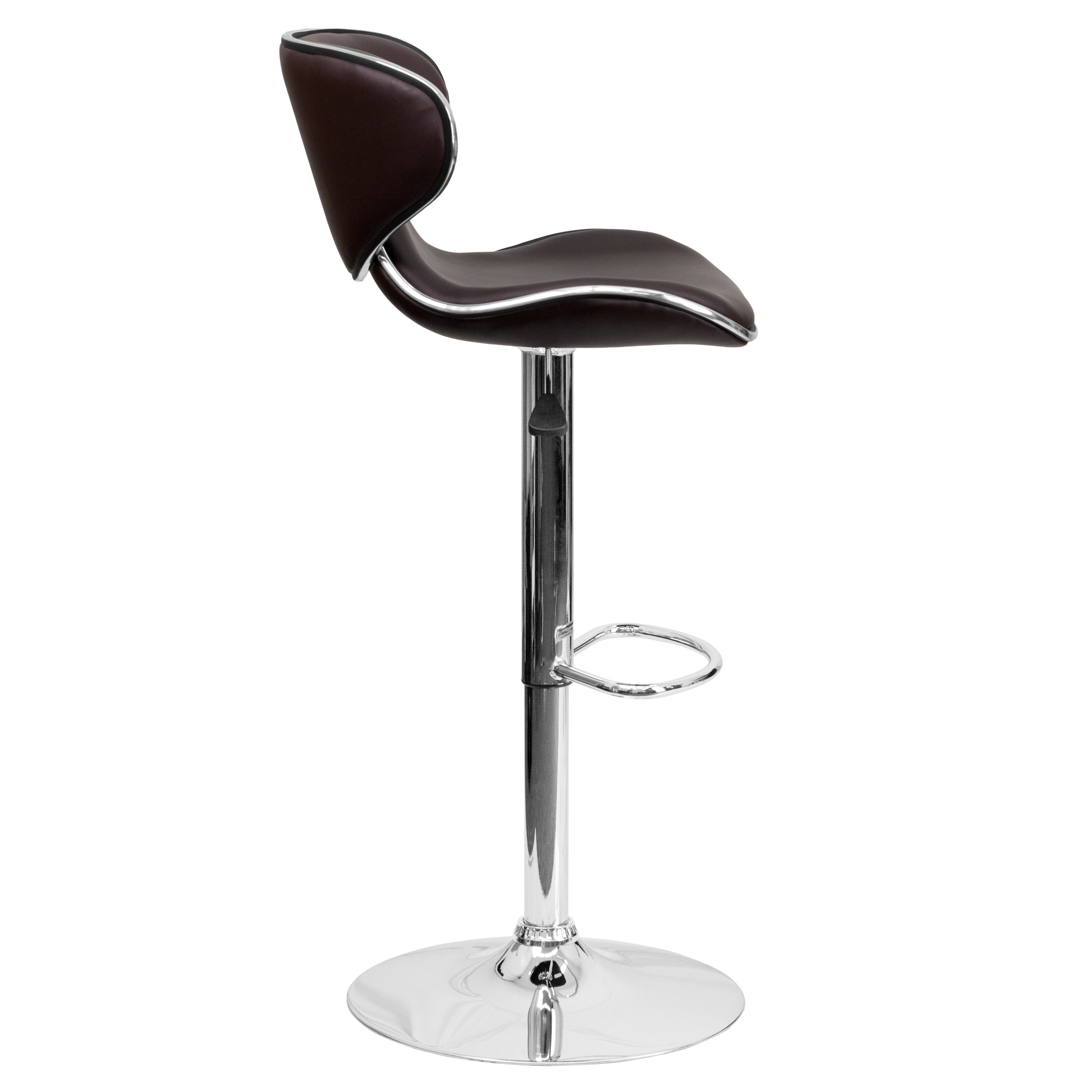 Contemporary Cozy Mid-Back Vinyl Adjustable Height Barstool with Chrome Base