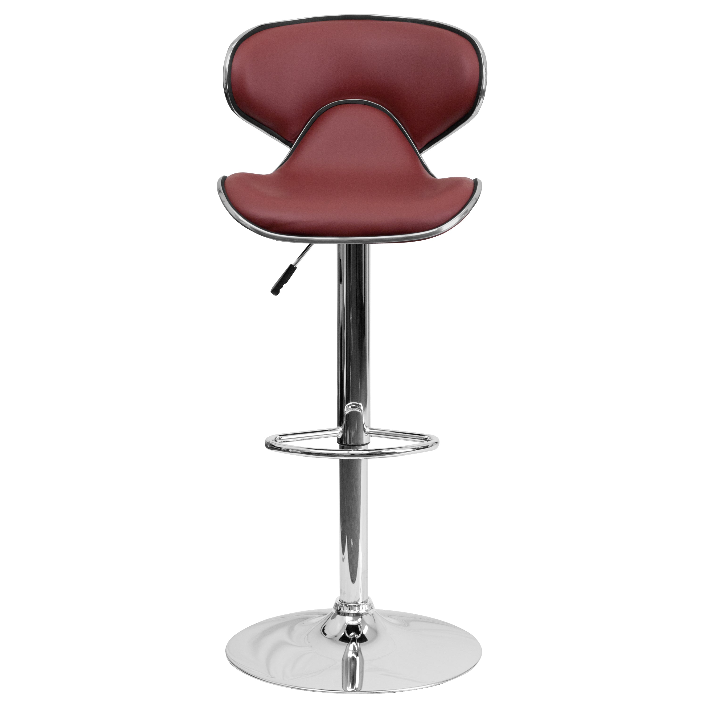 Contemporary Cozy Mid-Back Vinyl Adjustable Height Barstool with Chrome Base