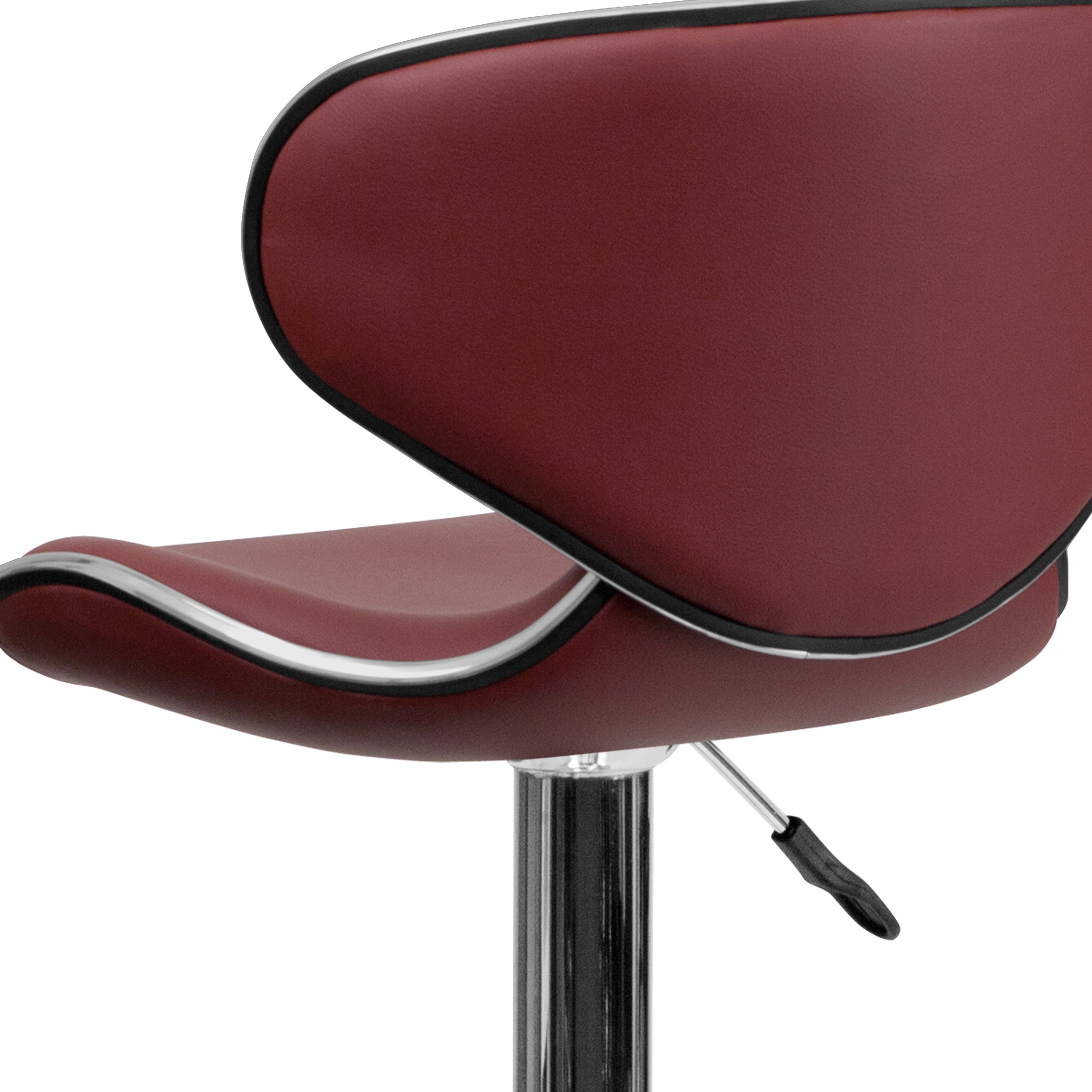 Contemporary Cozy Mid-Back Vinyl Adjustable Height Barstool with Chrome Base