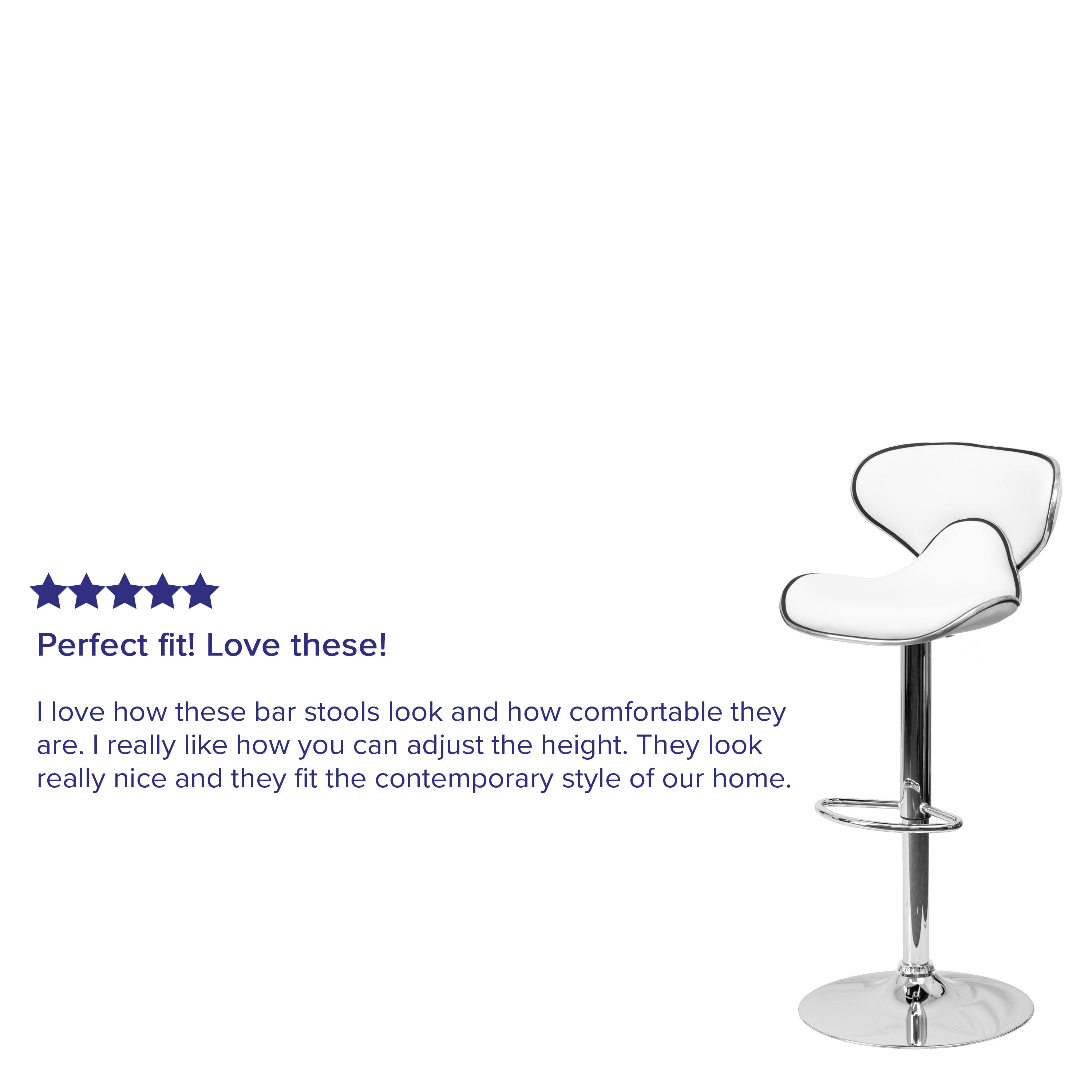 Contemporary Cozy Mid-Back Vinyl Adjustable Height Barstool with Chrome Base
