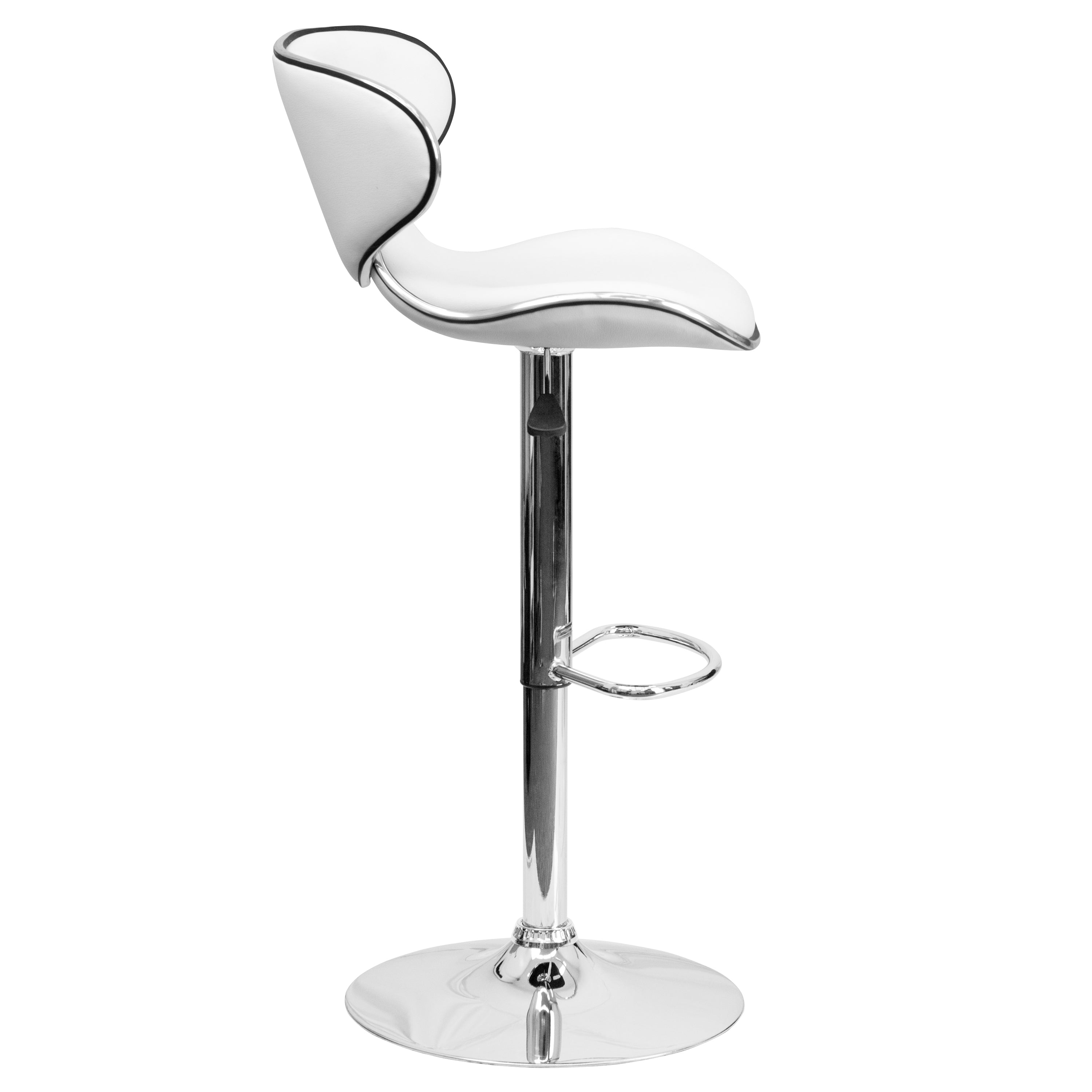 Contemporary Cozy Mid-Back Vinyl Adjustable Height Barstool with Chrome Base
