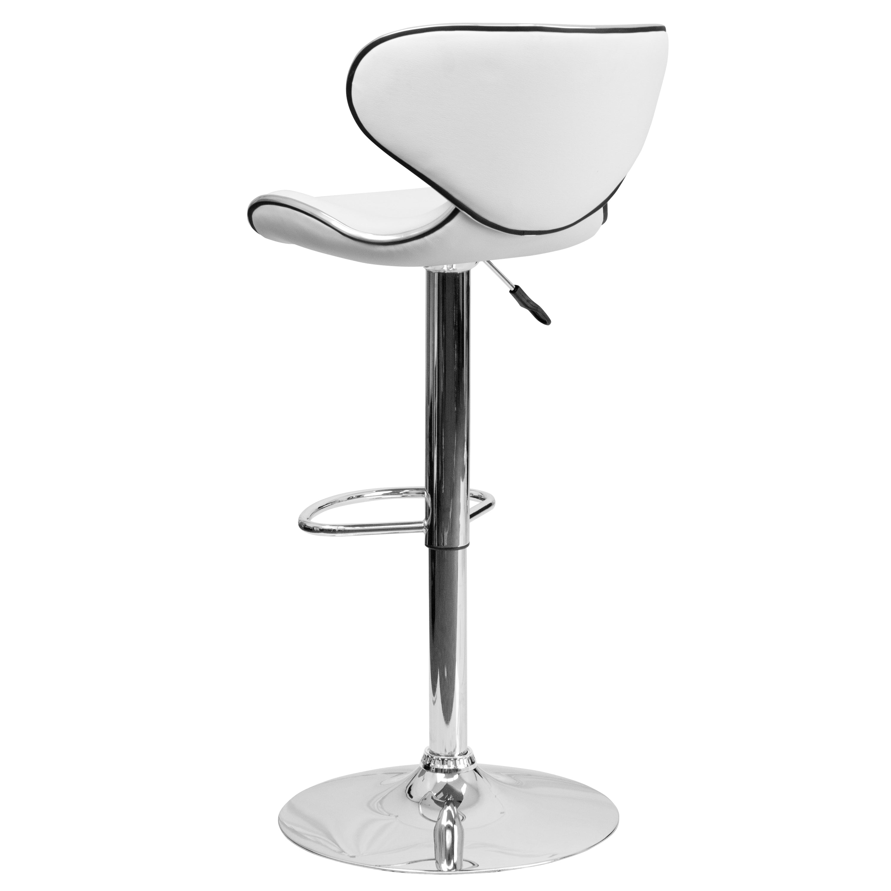 Contemporary Cozy Mid-Back Vinyl Adjustable Height Barstool with Chrome Base
