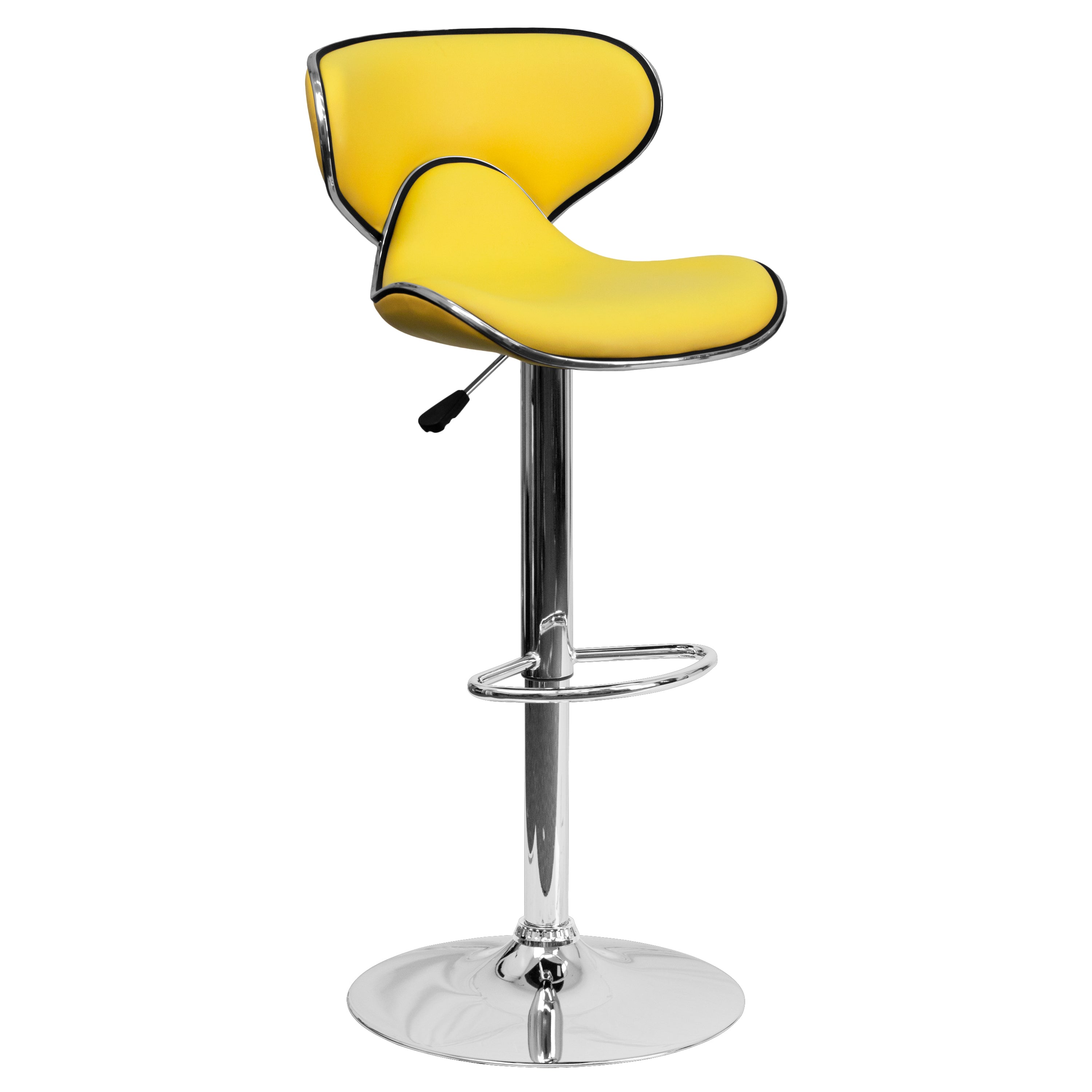 Contemporary Cozy Mid-Back Vinyl Adjustable Height Barstool with Chrome Base-Bar Stool-Flash Furniture-Wall2Wall Furnishings